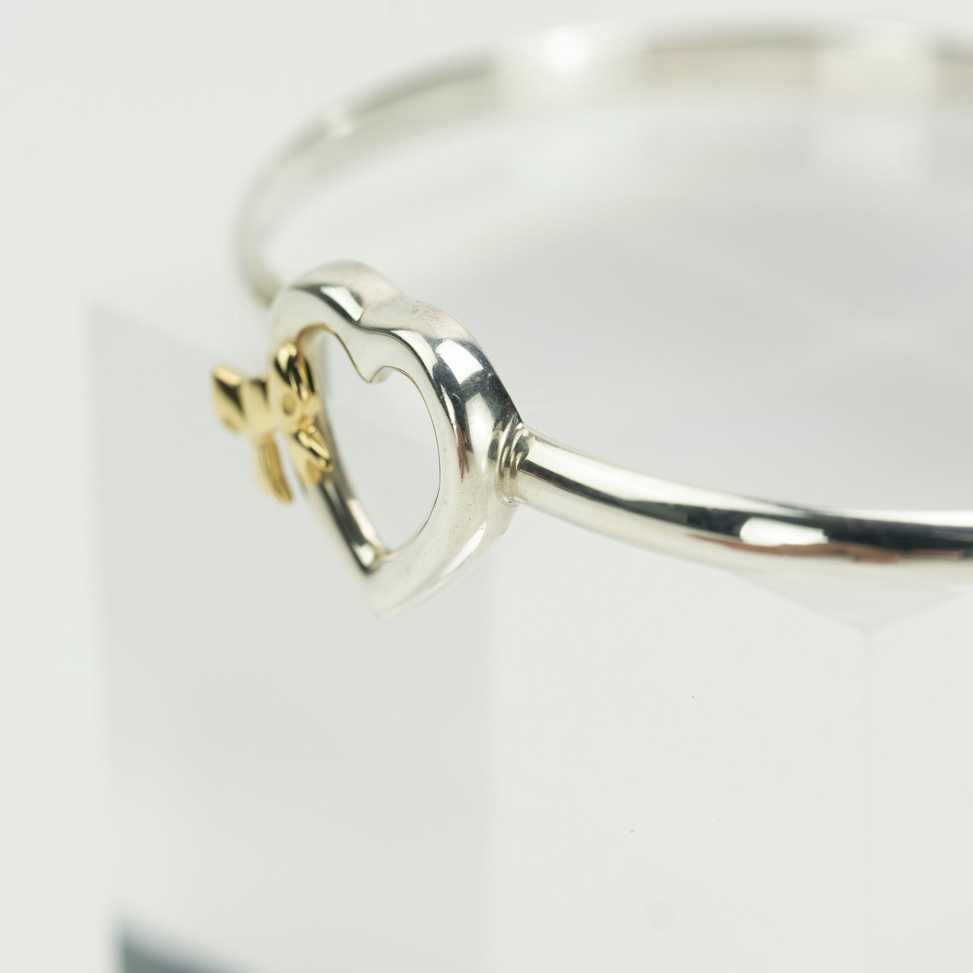 Tiffany &amp; Co. Heart Ribbon Bangle Bracelet Women's Accessory Silver 925 9.37g