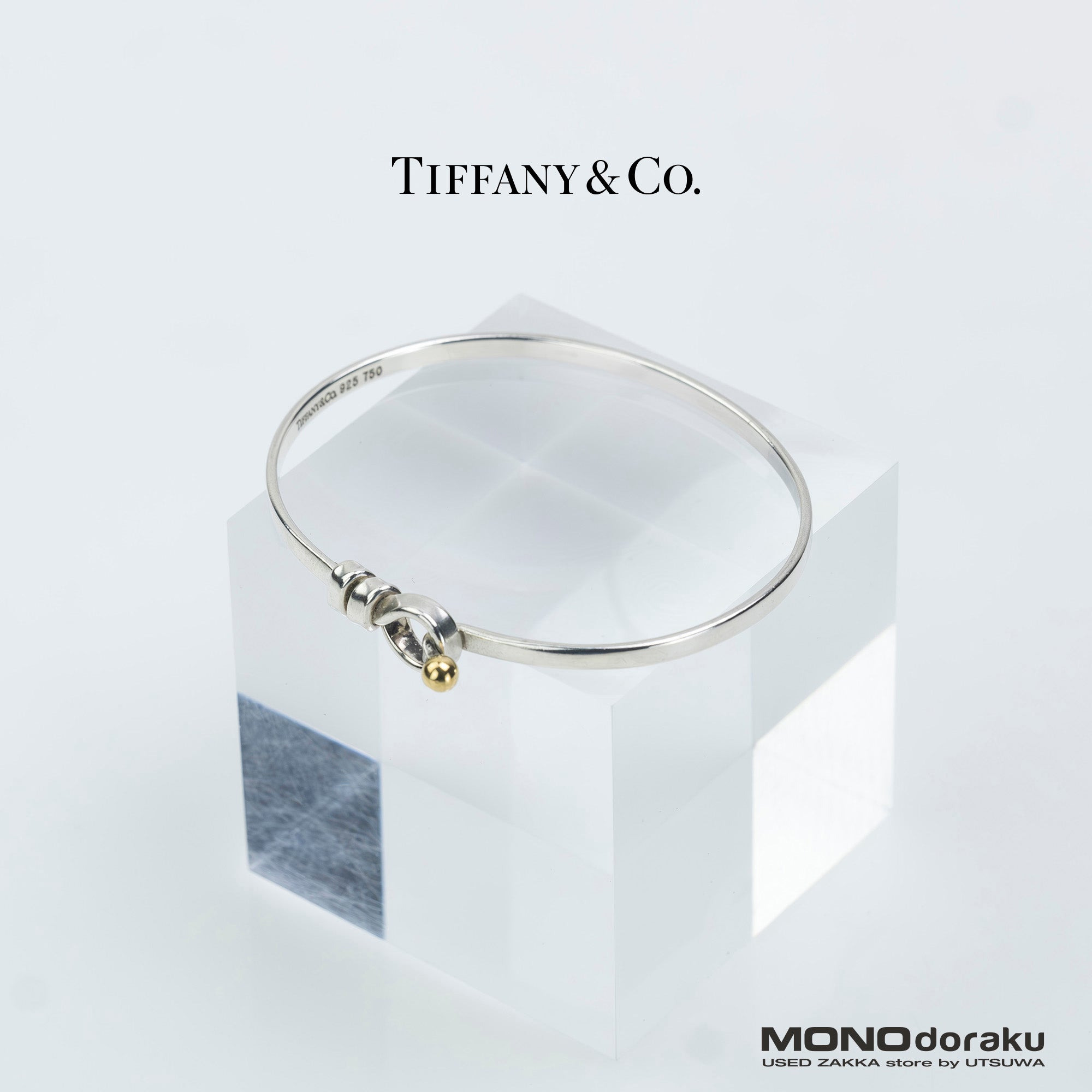 ティファニー TIFFANY＆Co. フラットワイヤー ラブノット バングル ブレスレット レディースアクセサリー シルバー925 K18 9.28g (2)