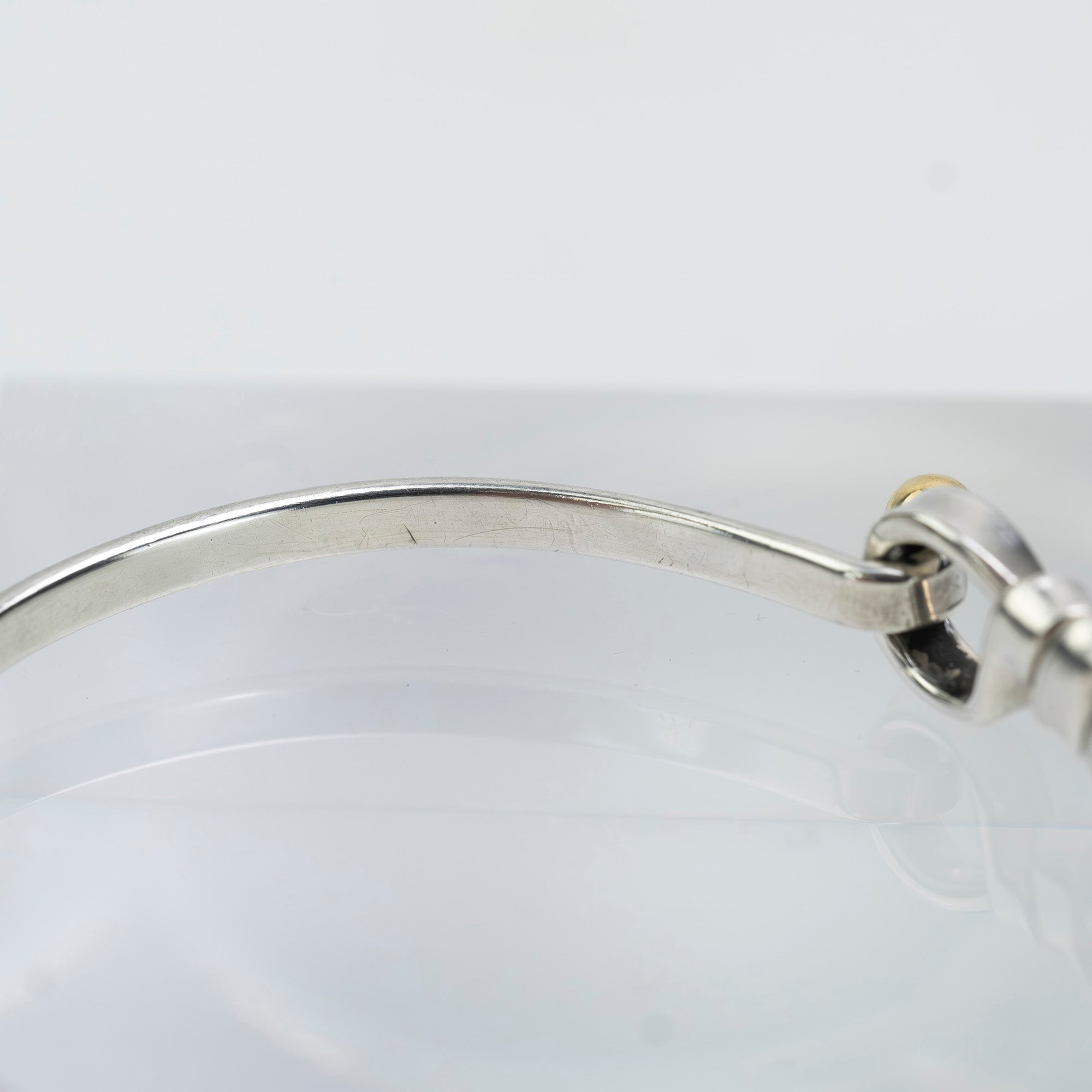 Tiffany &amp; Co. Flat Wire Love Knot Bangle Bracelet Women's Accessory 925 Silver K18 9.28g (2)