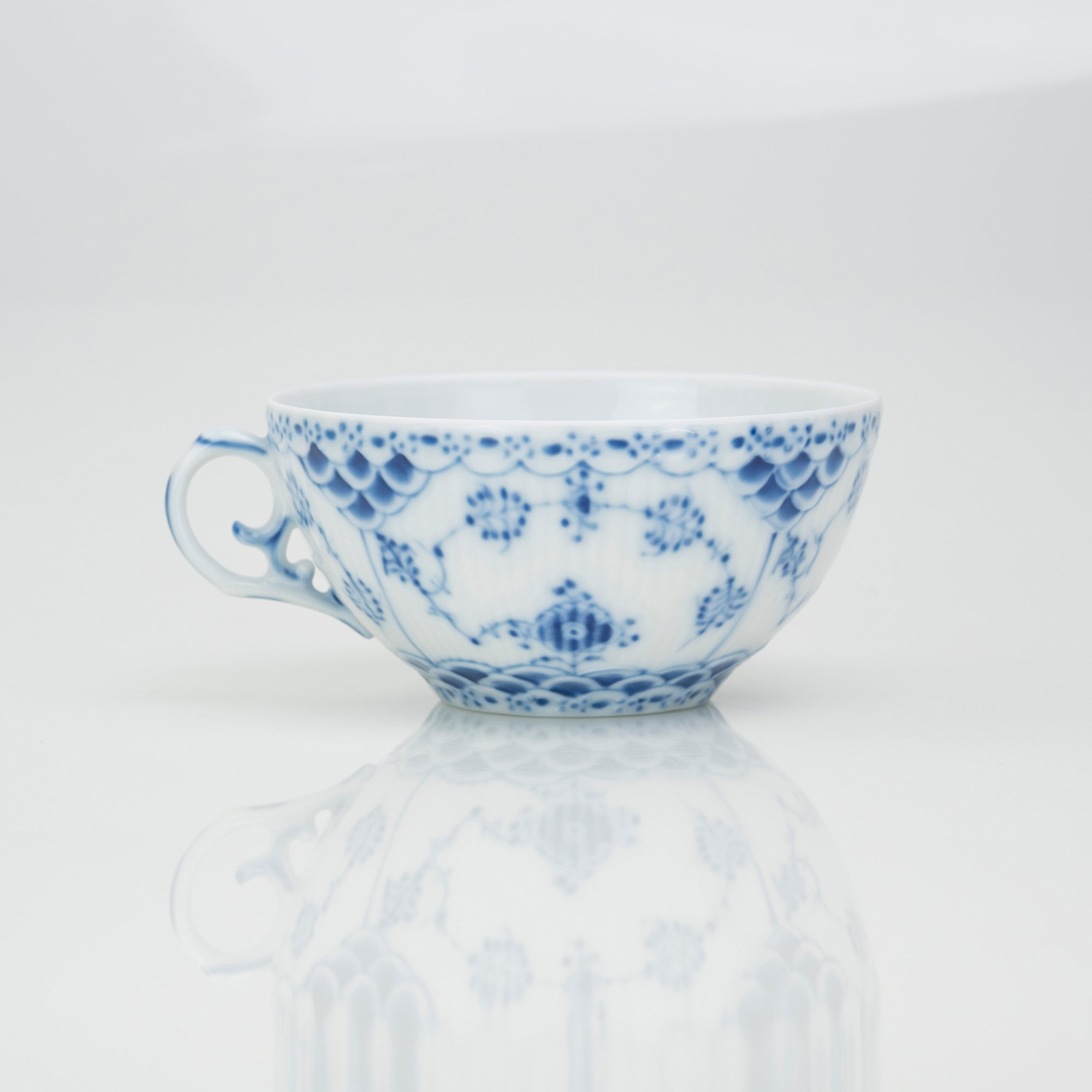 Royal Copenhagen Blue Fluted Full Lace Teacup &amp; Saucer 1992-1999 (2)