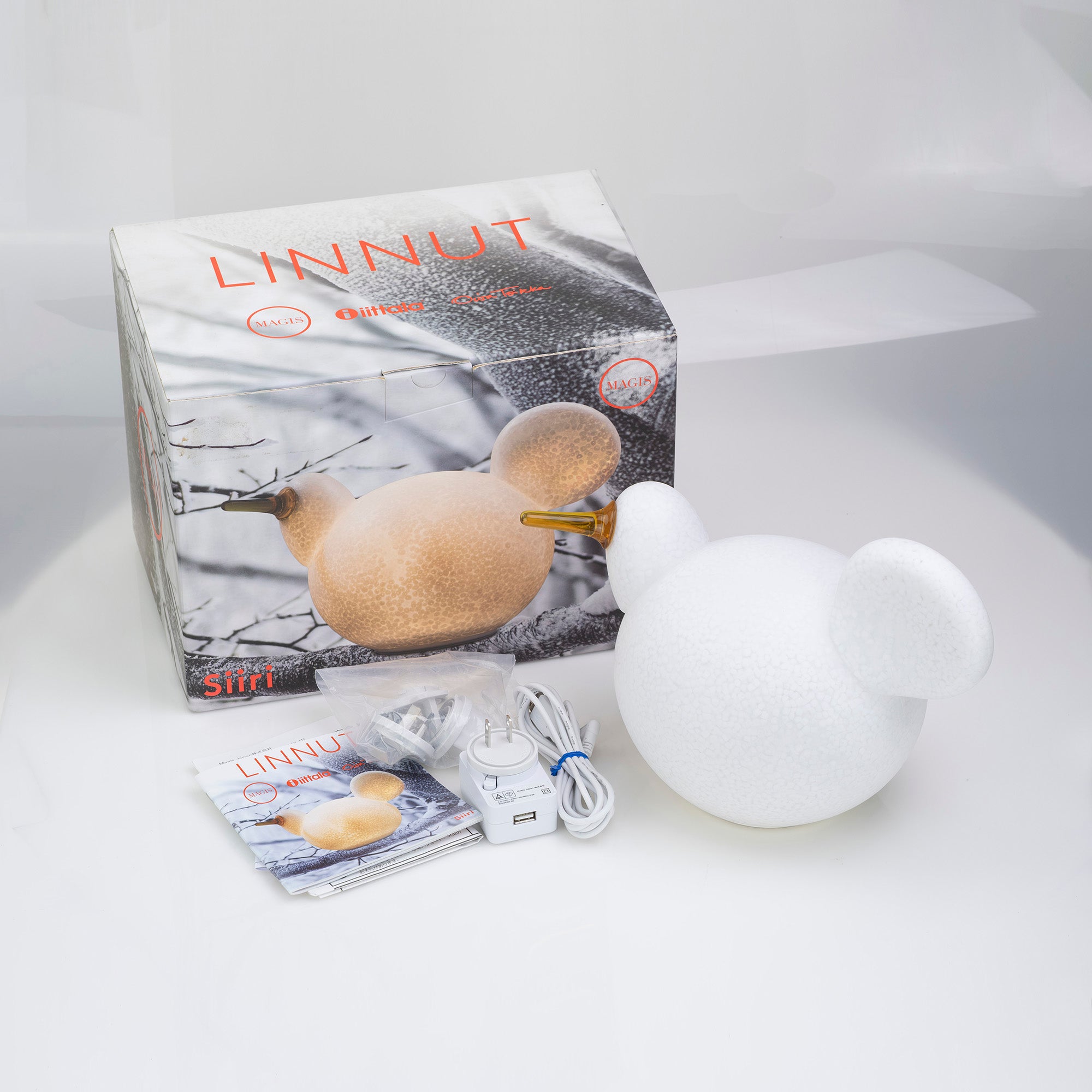 Magis Linnut Siiri table lamp, Mascot lamp, Scandinavian design by Oiva Toikka