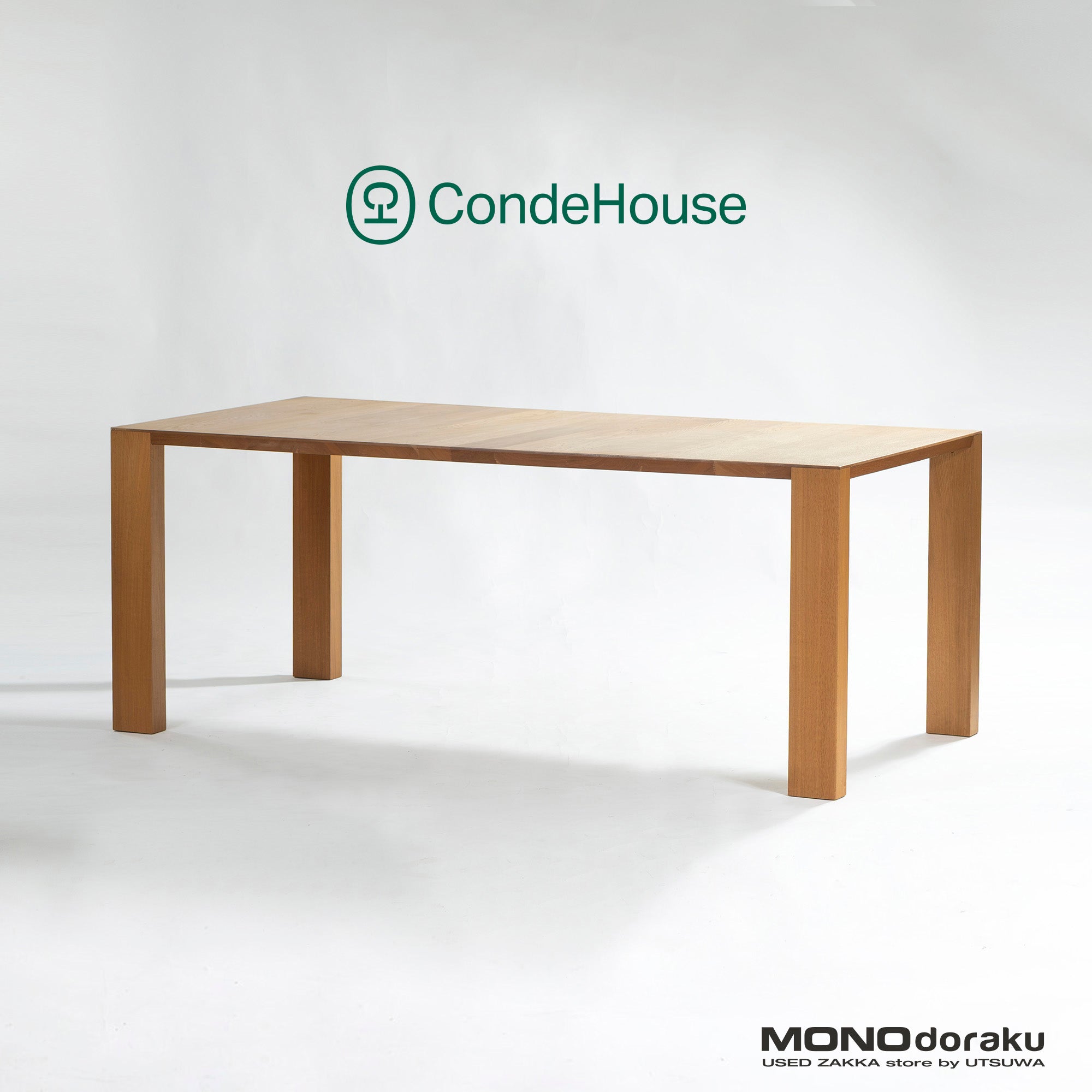 CONDE HOUSE solid oak dining table, w180cm, made in Japan, featuring a simple, Nordic and Japanese modern design.