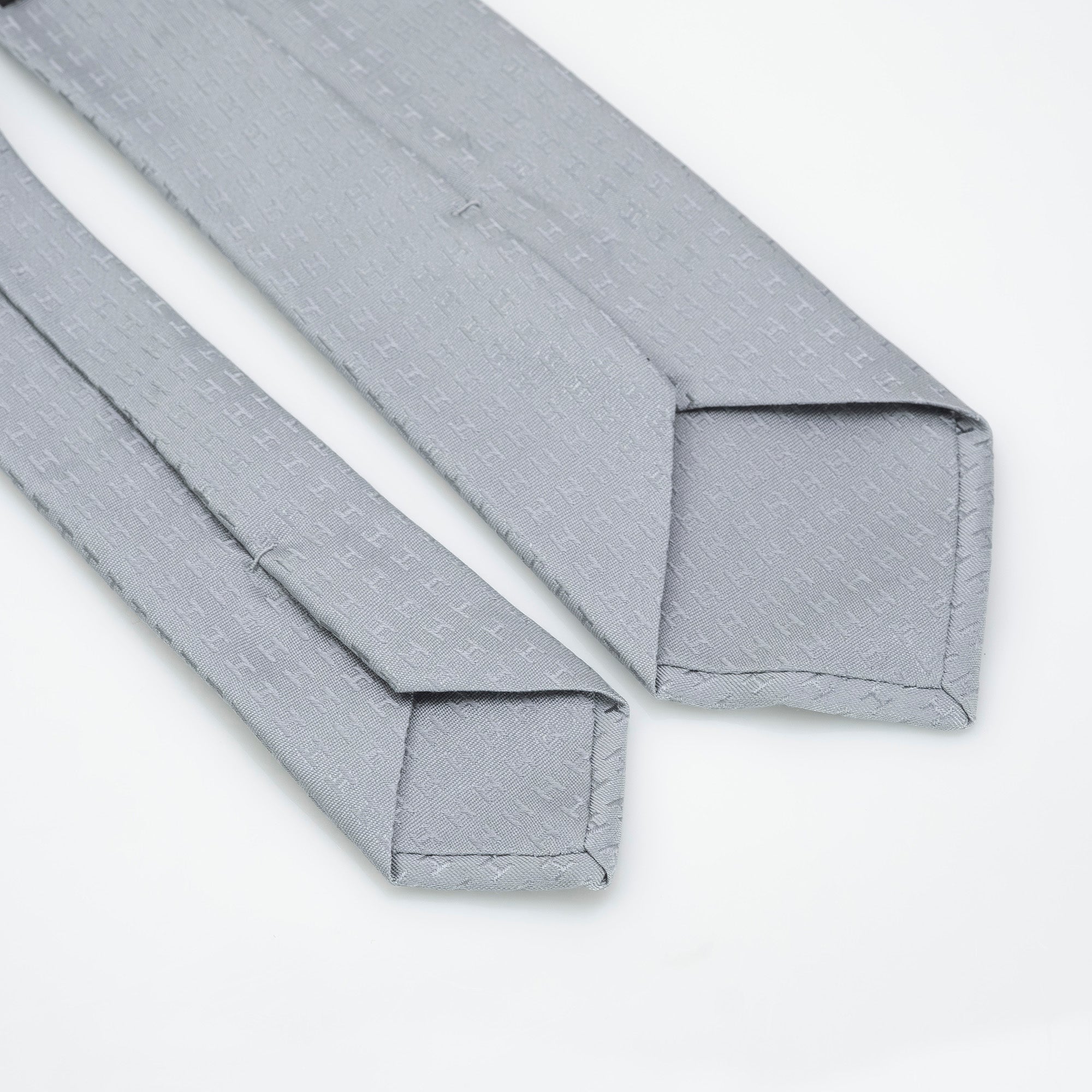 Hermès 100% Silk Tie with H Logo, Gray, Luxury Brand, Men's, Business, Formal