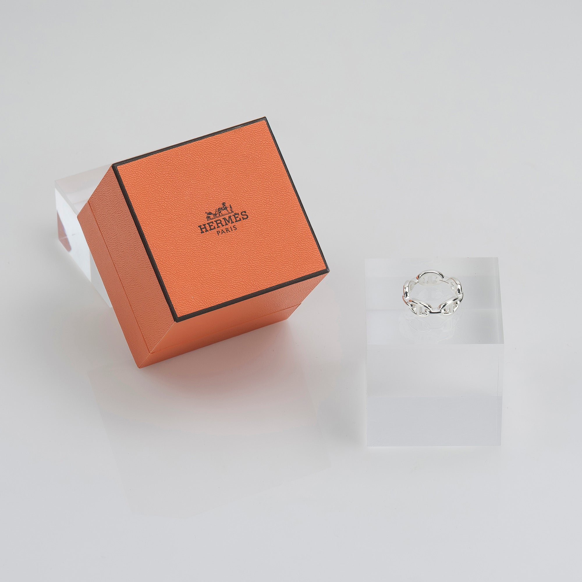 Hermès Chaine d'Ancre Enchaine Ring, 55cm, Sterling Silver, Size 15, Approx. 6.1g, Men's/Women's Accessory, Excellent Condition, Box Included