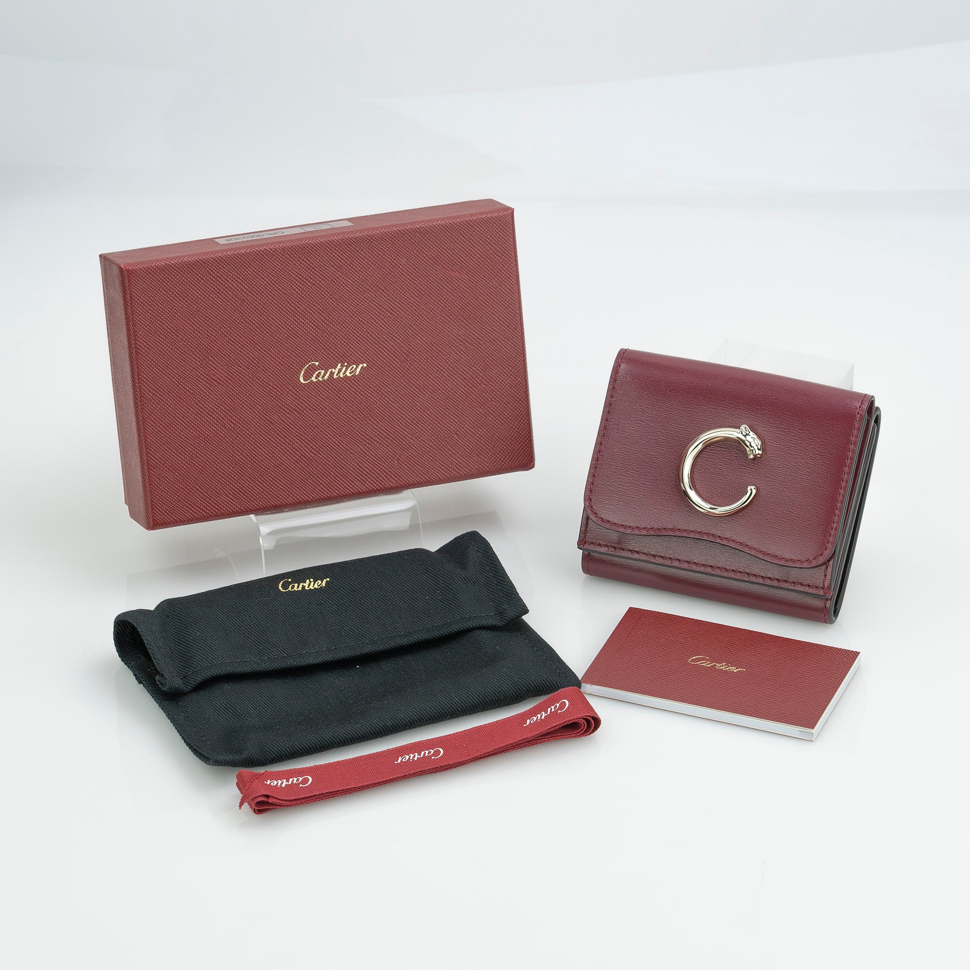 Cartier Panthère de Cartier Tri-fold Wallet in Cherry Red Calfskin [Excellent Condition, Box Included]
