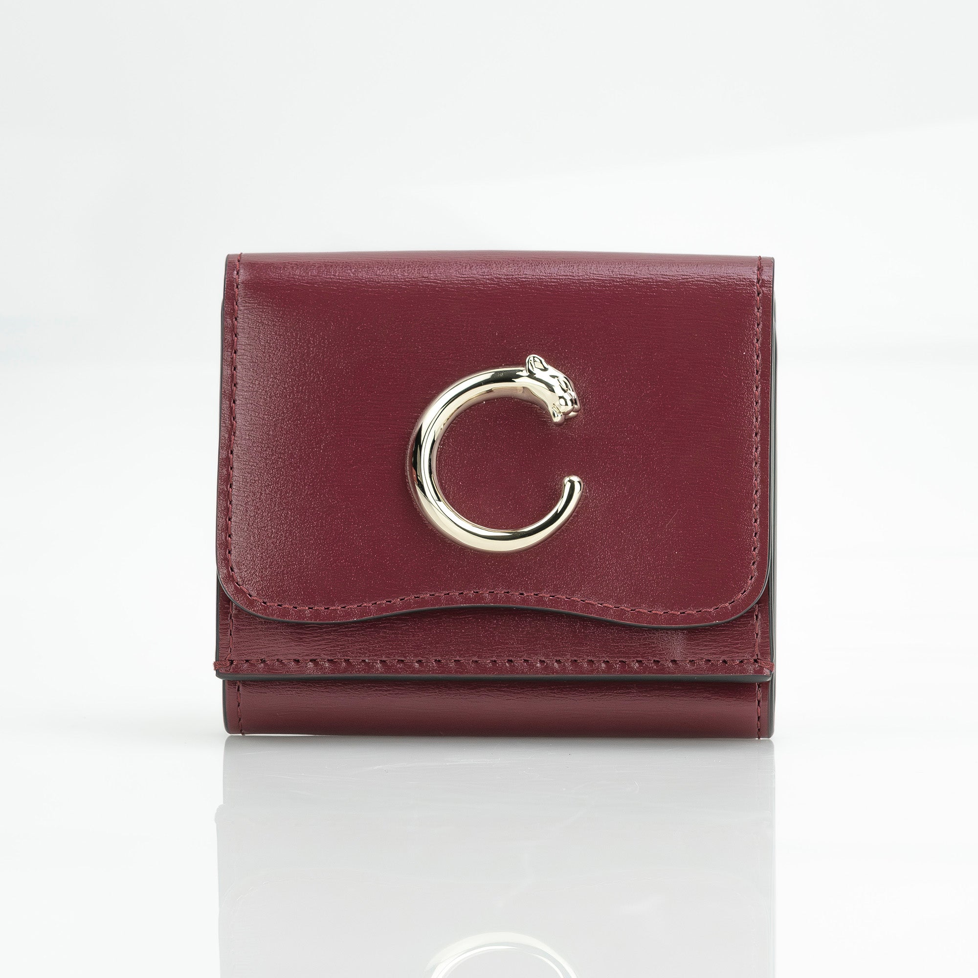 Cartier Panthère de Cartier Tri-fold Wallet in Cherry Red Calfskin [Excellent Condition, Box Included]