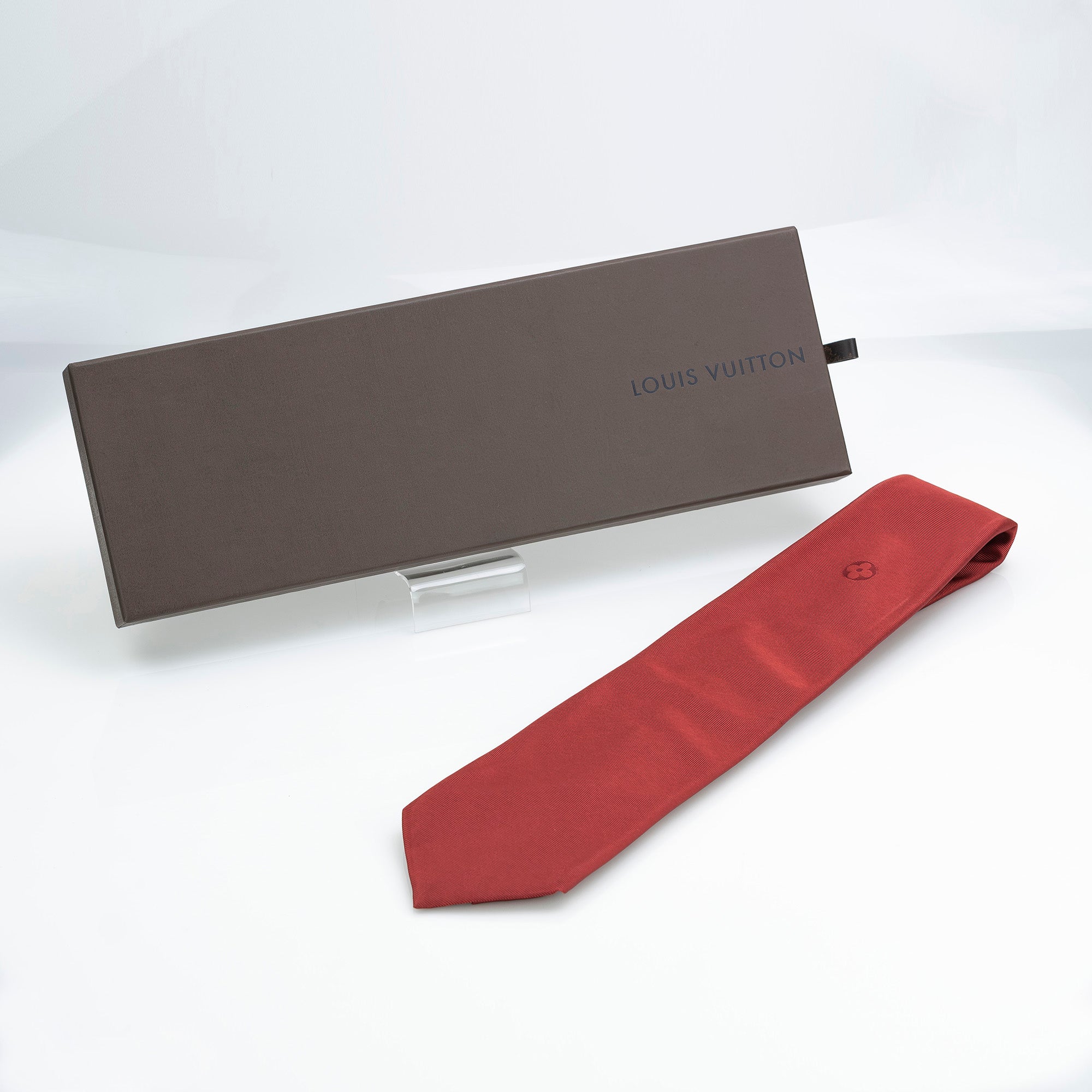 Louis Vuitton Cravate Monogram Flower Tie, 100% Silk, Red