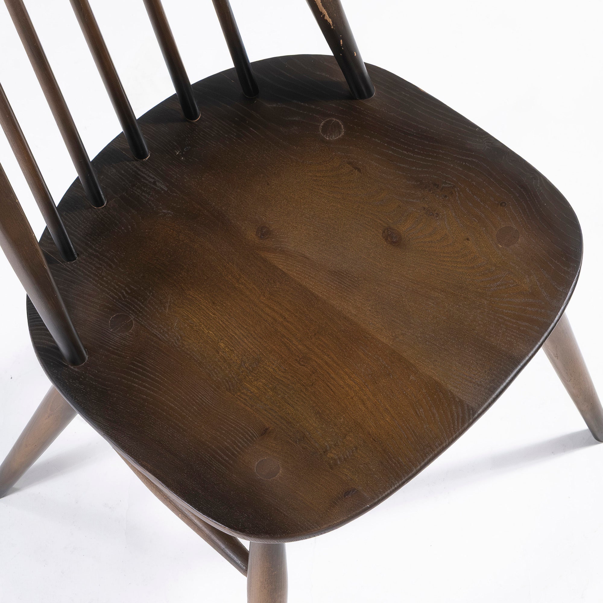 Ercol Quaker Chairs (4) Dining Chairs, Elm and Beech Wood, British, Windsor Chairs, British Vintage, Mid-Century