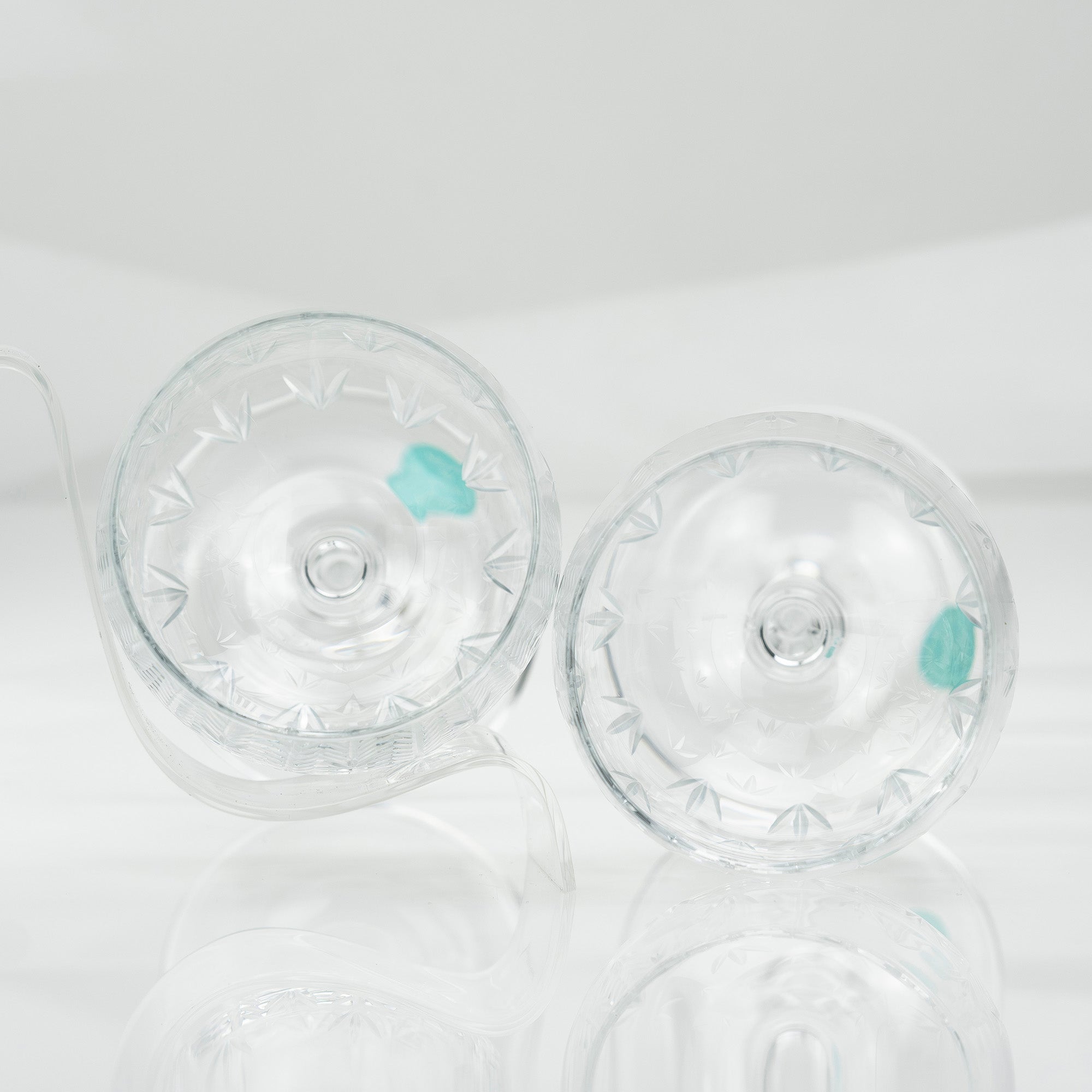 ティファニー TIFFANY & Co. フローレット クリスタルワイングラス ペア 花模様 エッチング 【美品・箱付】