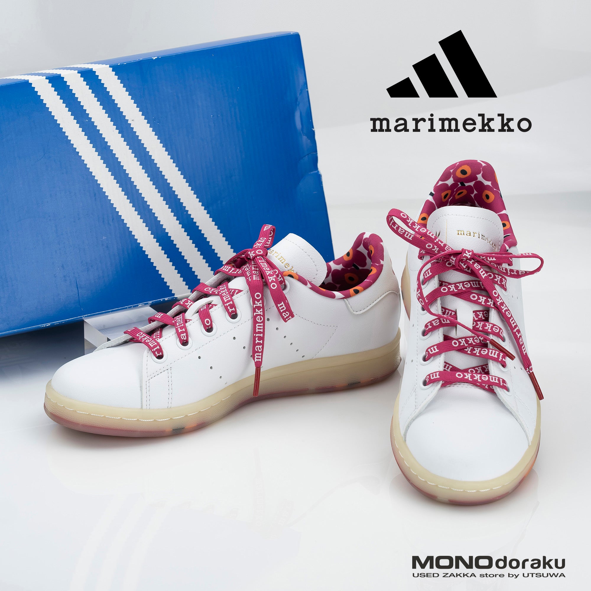 Adidas x Marimekko Collaboration Sneakers, Stan Smith, Pink and White, Women's Size 23cm, Limited Edition [with box]