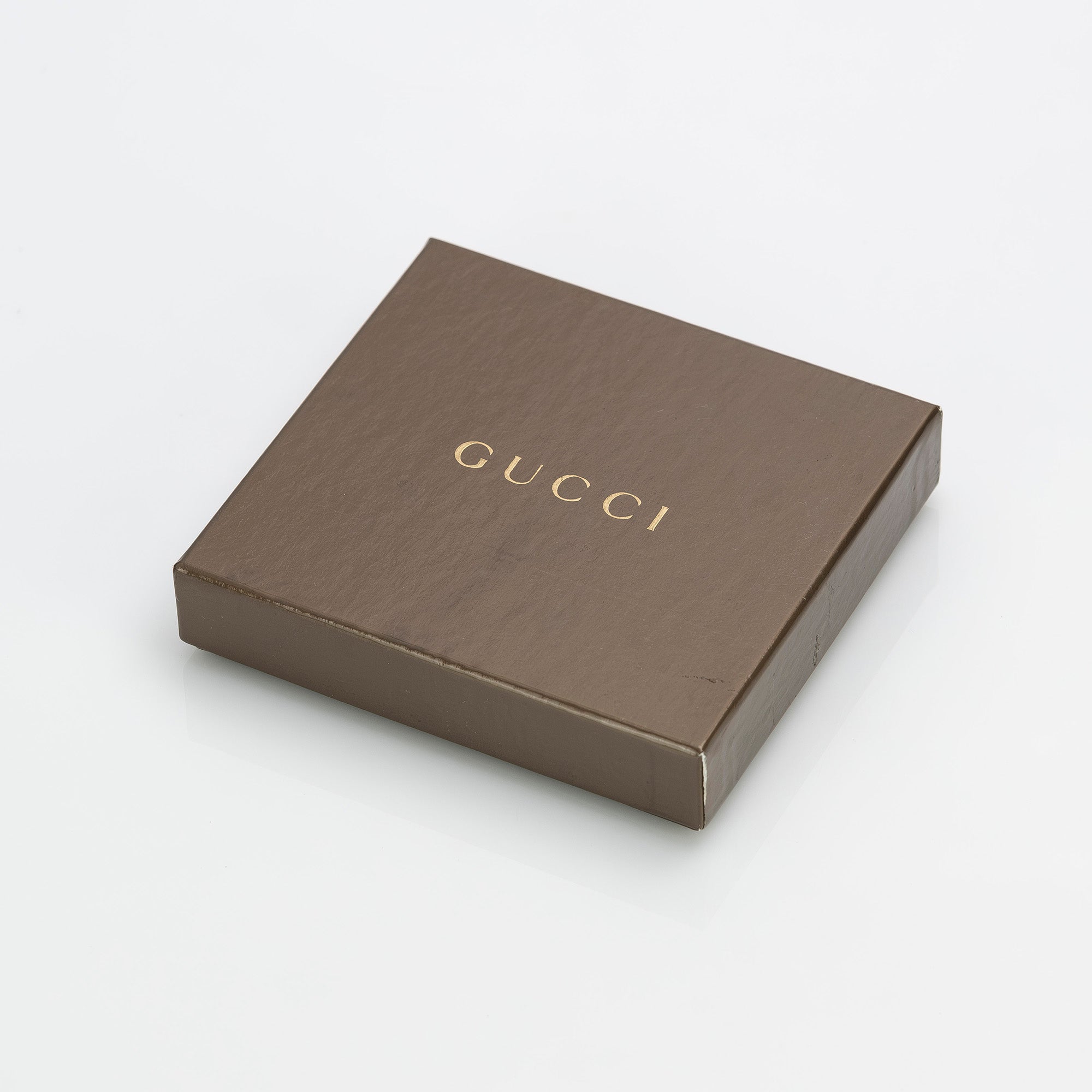 グッチ GUCCI 二つ折り 札入れ レザー ウォレット ブラウン ロゴ刻印 メンズ 【美品・箱付】