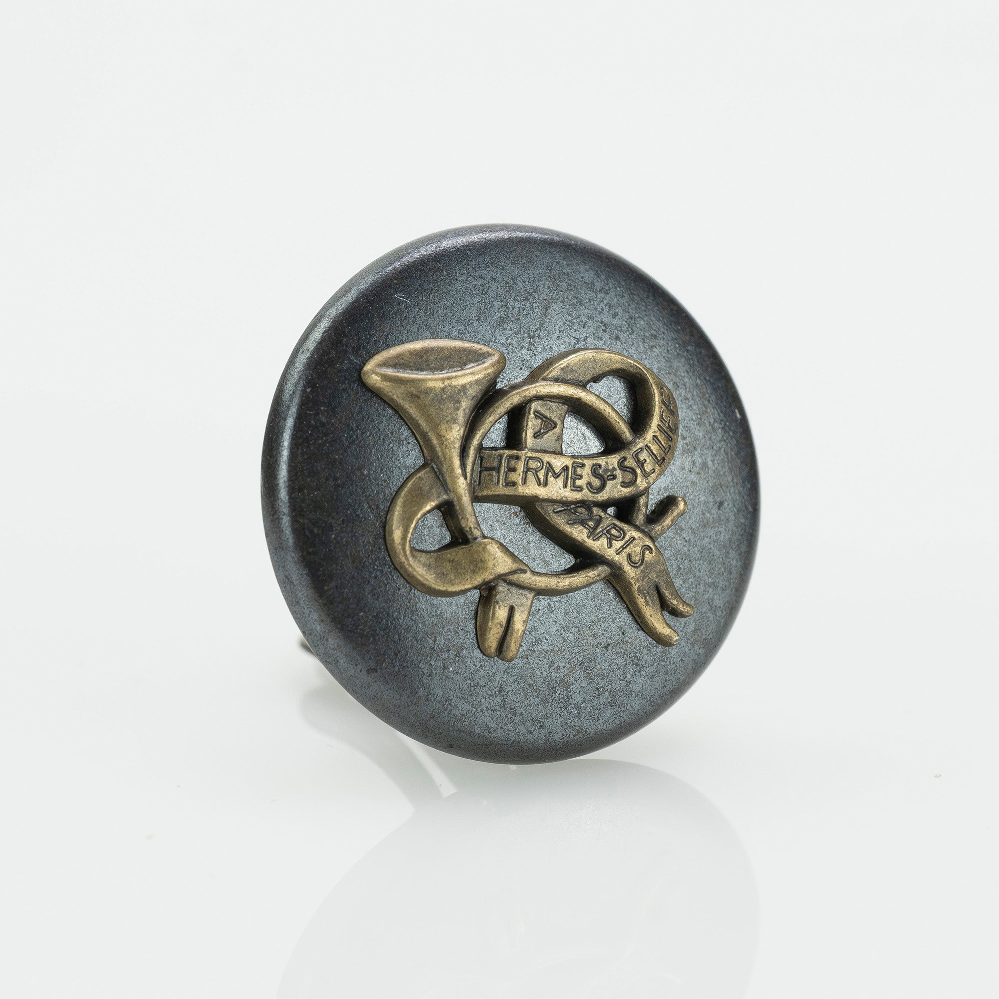 Hermes Vintage Earrings, Sellier Horn Motif, 1970s-80s, Rare Accessory [with box]