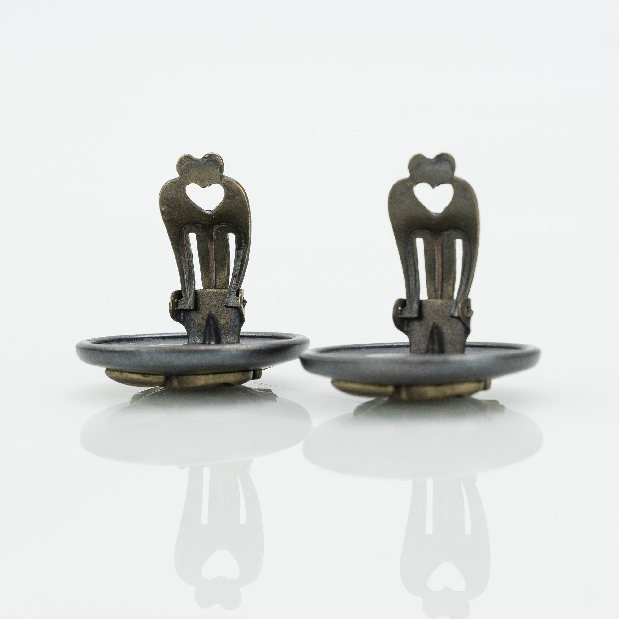 Hermes Vintage Earrings, Sellier Horn Motif, 1970s-80s, Rare Accessory [with box]