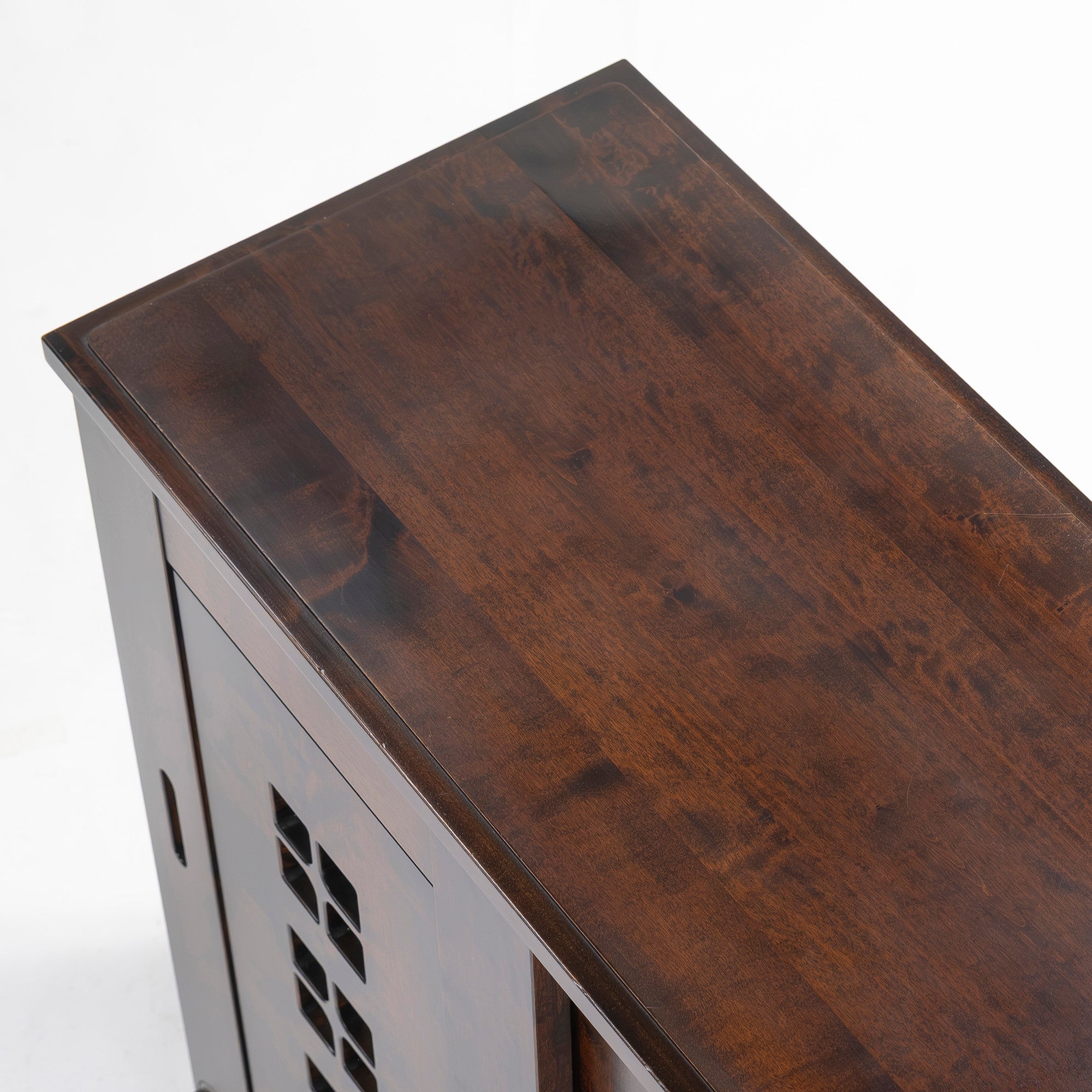 キャビネット 星野民芸 サイドキャビネット 樺桜材 幅93cm 無垢材 棚板可動式 民芸家具 和モダン リビング収納 収納家具 収納棚  国産家具