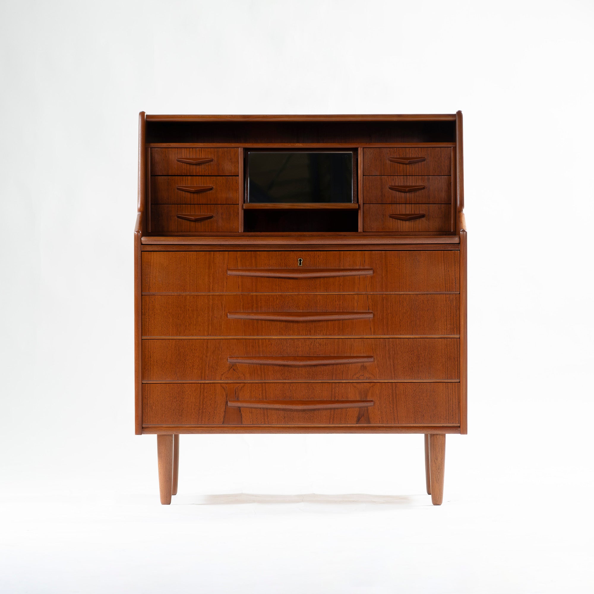 北欧ヴィンテージ ライティングビューロー チーク材 1960s デンマーク ミッドセンチュリー ライティングデスク リビング収納 キャビネット