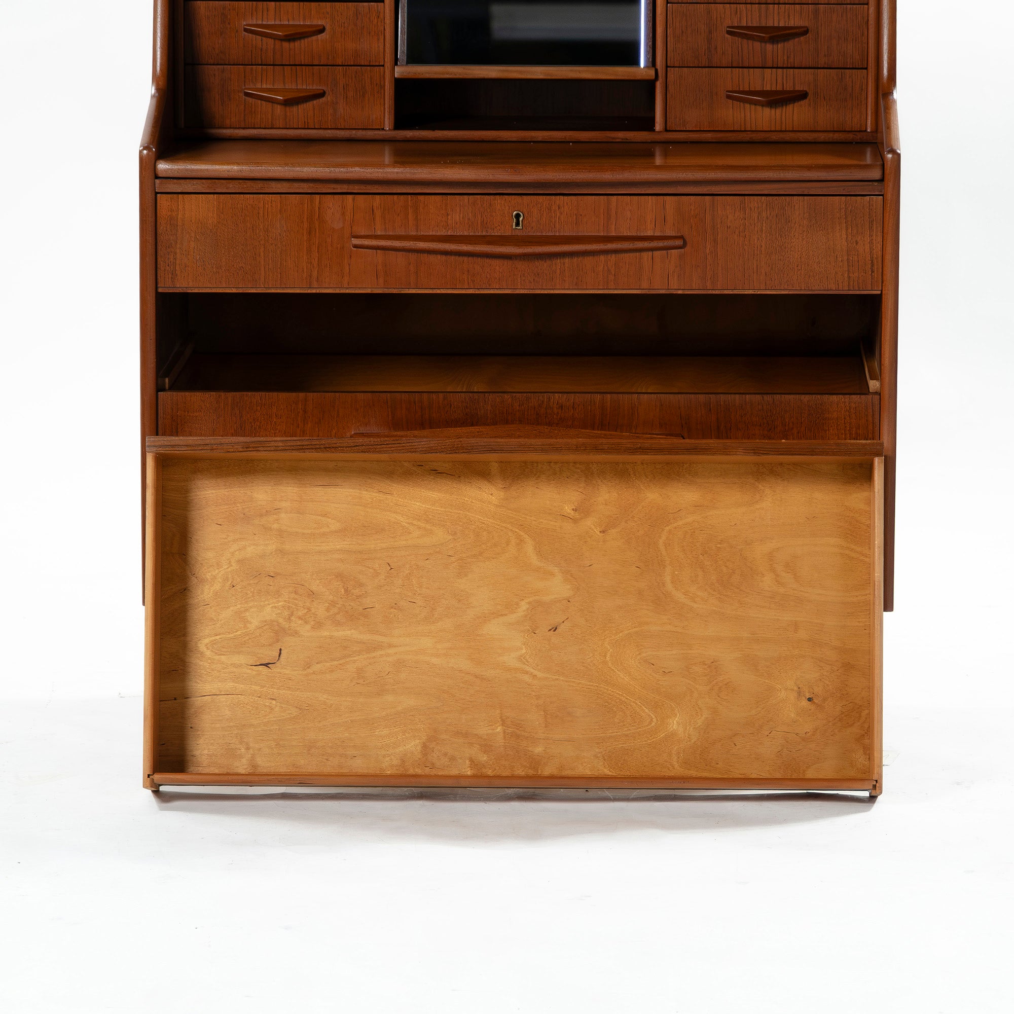 北欧ヴィンテージ ライティングビューロー チーク材 1960s デンマーク ミッドセンチュリー ライティングデスク リビング収納 キャビネット