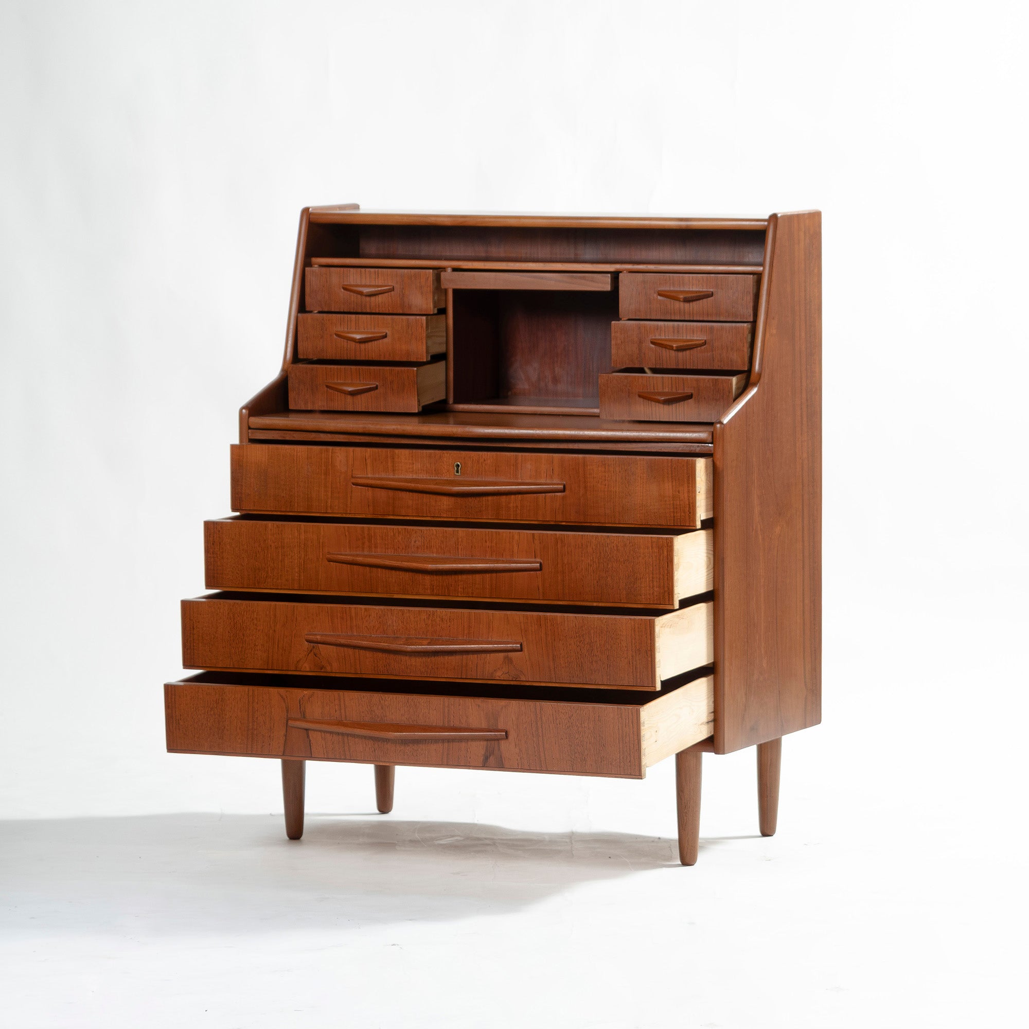 北欧ヴィンテージ ライティングビューロー チーク材 1960s デンマーク ミッドセンチュリー ライティングデスク リビング収納 キャビネット