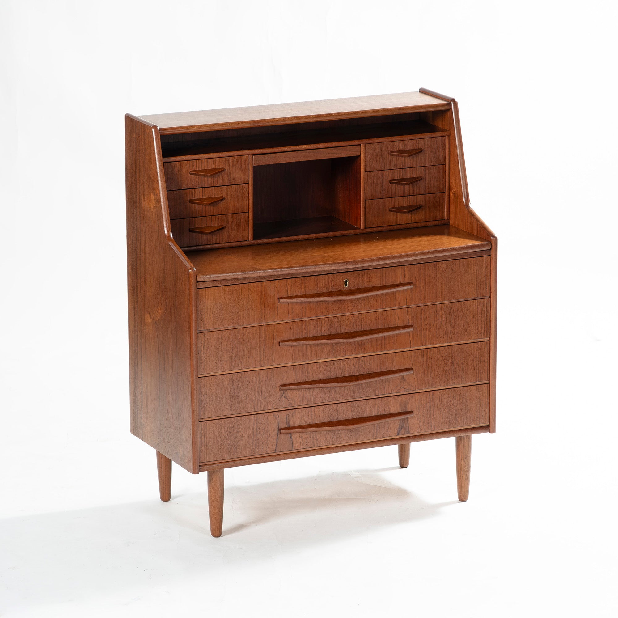 北欧ヴィンテージ ライティングビューロー チーク材 1960s デンマーク ミッドセンチュリー ライティングデスク リビング収納 キャビネット