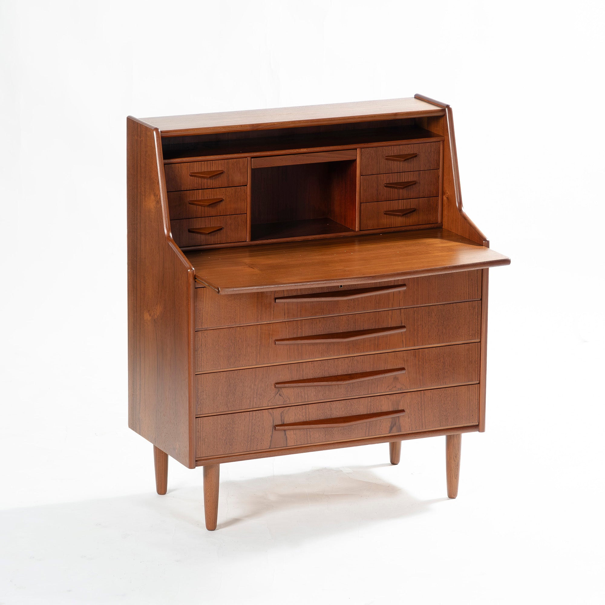 北欧ヴィンテージ ライティングビューロー チーク材 1960s デンマーク ミッドセンチュリー ライティングデスク リビング収納 キャビネット