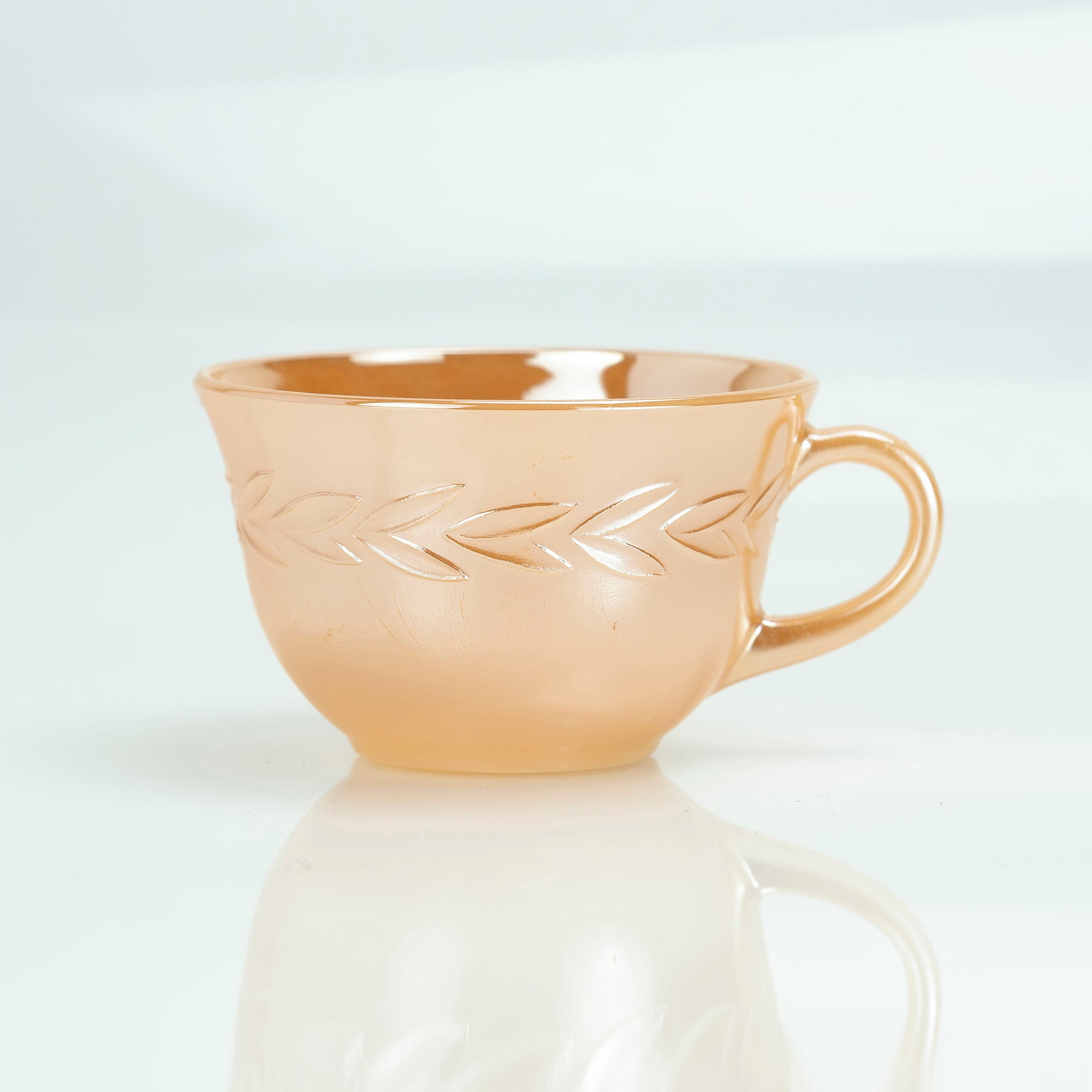 ファイヤーキング Fire-King ピーチラスター ローレル カップ＆ソーサー ミルクガラス 1950～60年代 アメリカ製【ヴィンテージ】