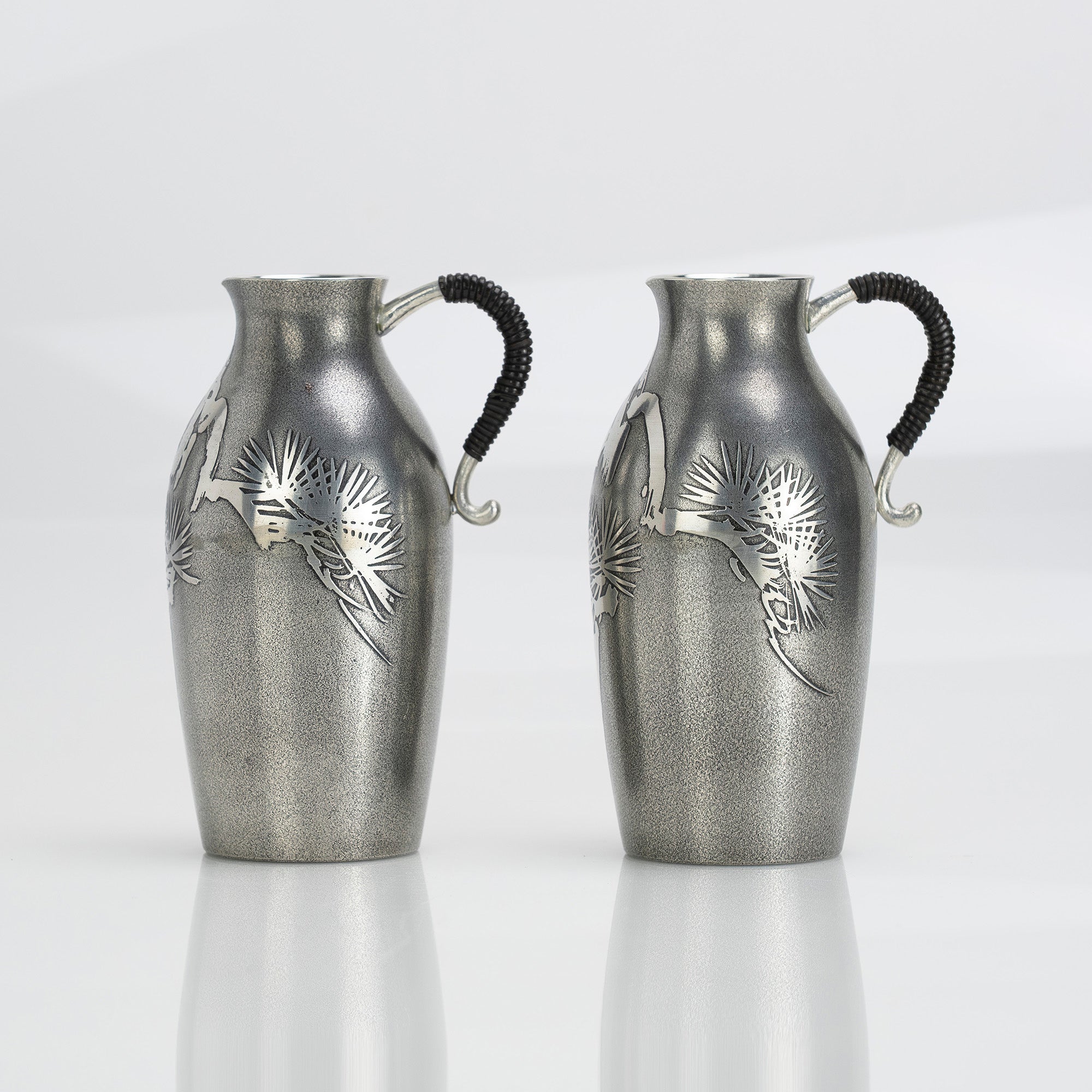 錫製 松文様 酒燗器揃 本錫刻印あり 共箱付 ちろり 徳利 盃 湯冷まし鉢 高級錫器 木箱入り 日本製 伝統工芸