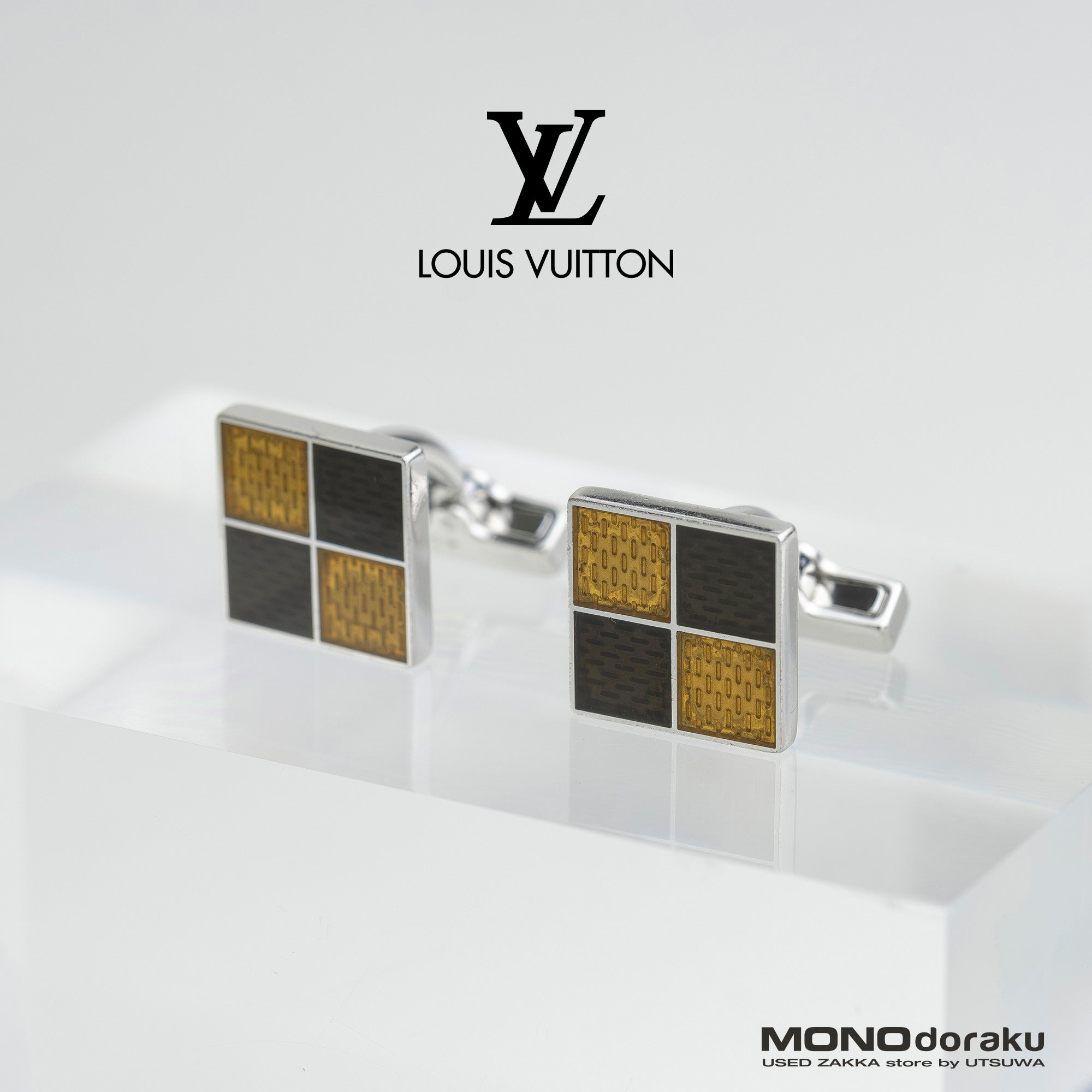 ルイ・ヴィトン  LOUIS VUITTON ブトン ドゥ マンシェット ダミエ4 カフス M64675 シルバー925