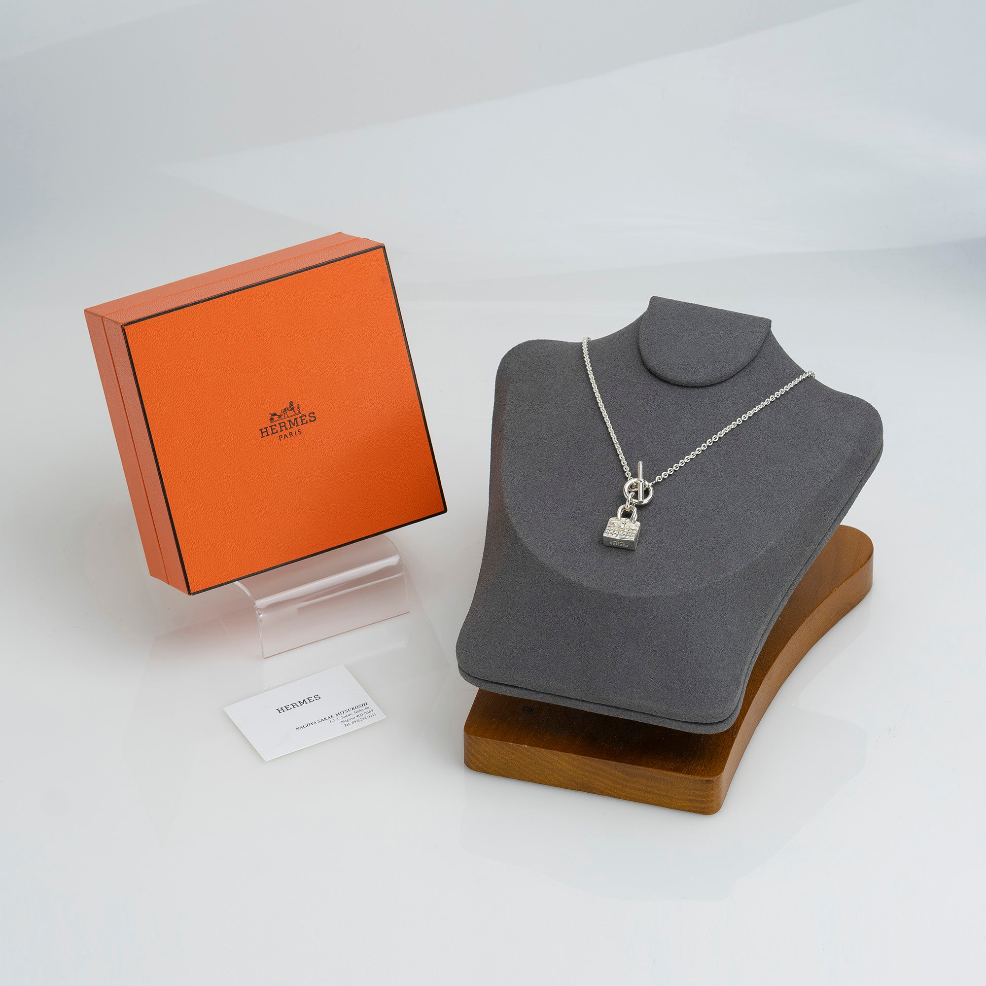 エルメス HERMES アミュレット バーキン ネックレス ダイヤ0.23ct パヴェ シルバー925【箱付】