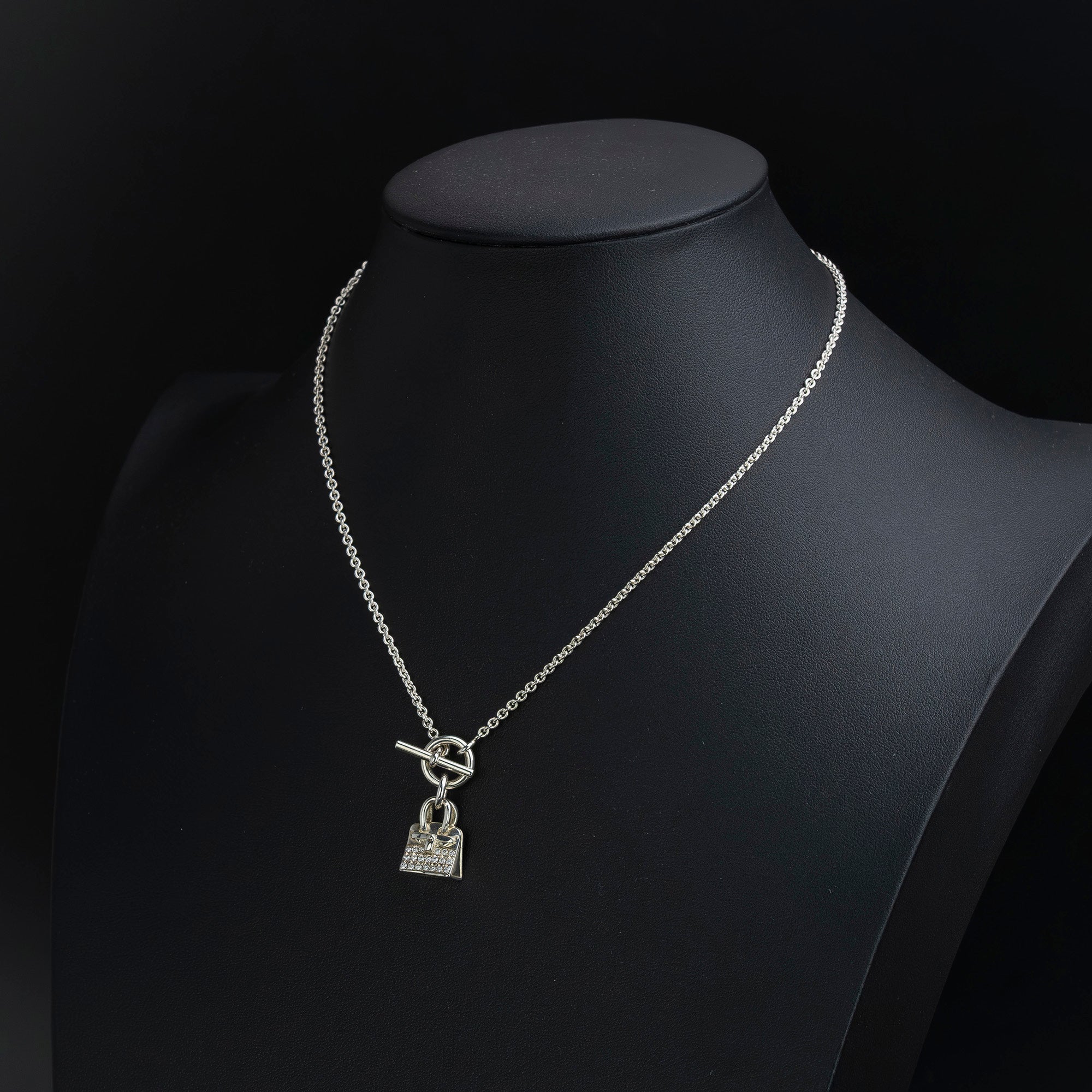 エルメス HERMES アミュレット バーキン ネックレス ダイヤ0.23ct パヴェ シルバー925【箱付】