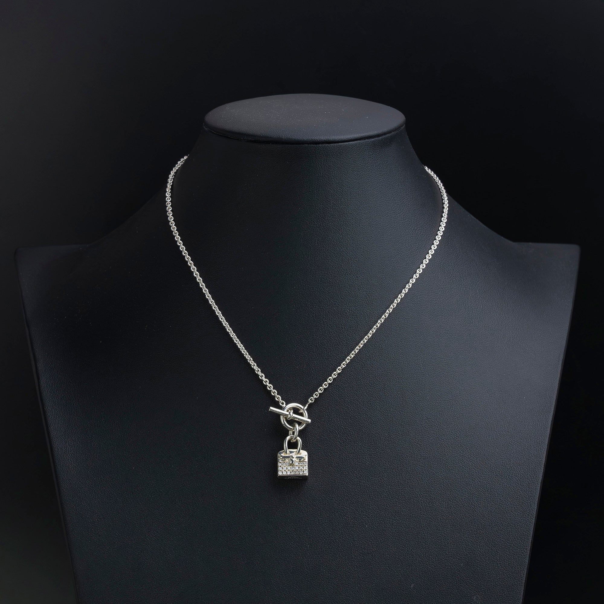 エルメス HERMES アミュレット バーキン ネックレス ダイヤ0.23ct パヴェ シルバー925【箱付】