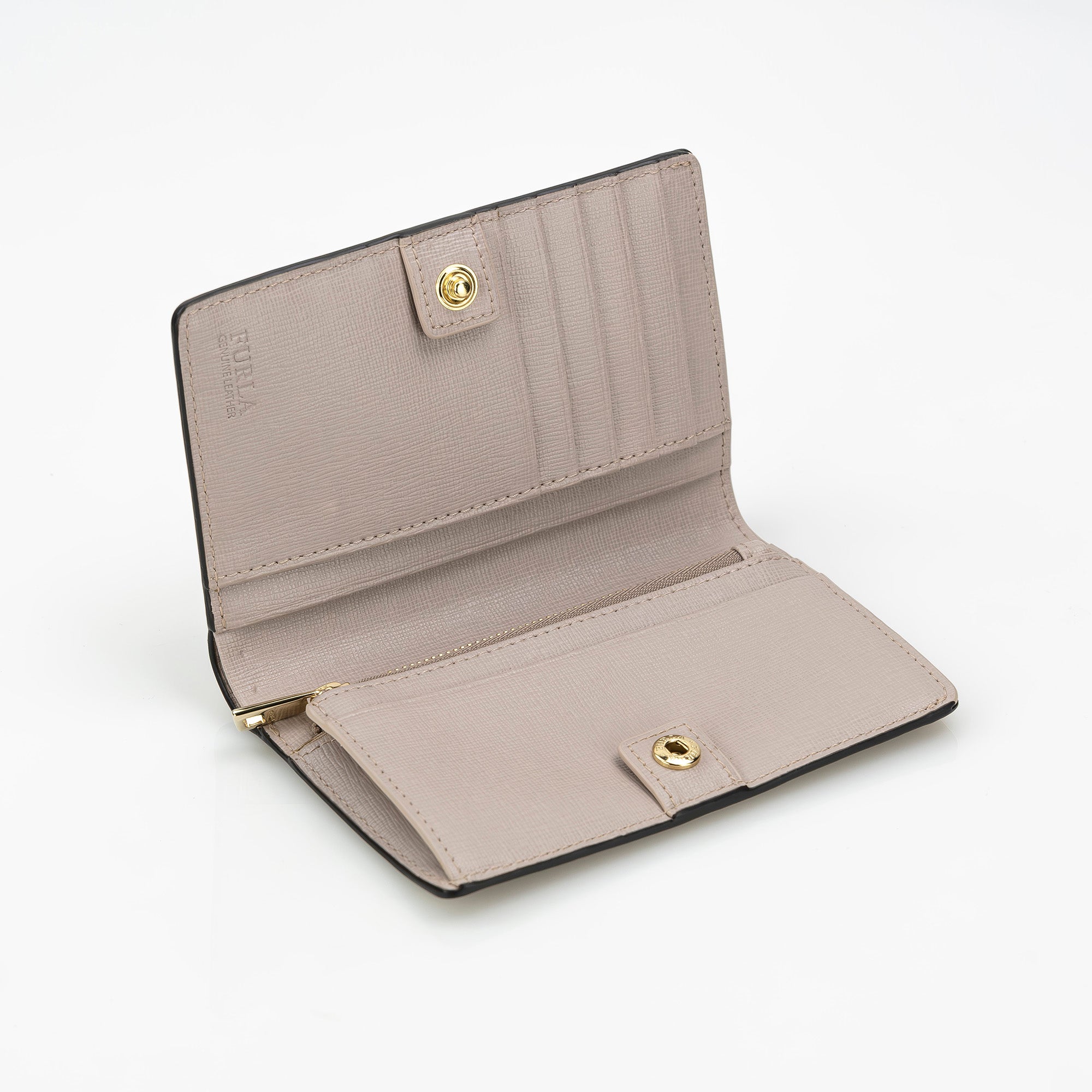 フルラ FURLA バビロン 二つ折り 財布 ダリアベージュ サフィアーノレザー コンパクトウォレット 【箱・保存袋付】