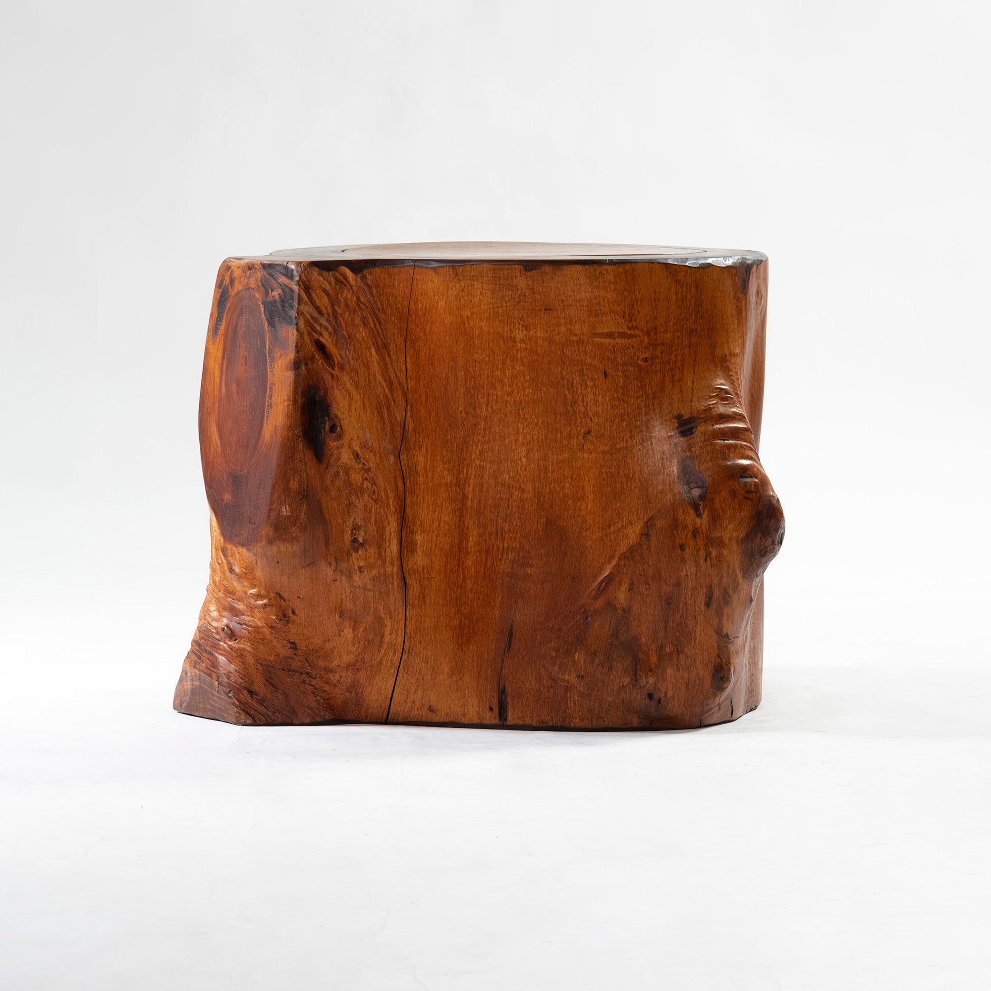 サイドテーブル ジャパンヴィンテージ 丸太テーブル 無垢材 一点物 収納付 天然木 ログテーブル 和モダン 和家具 飾り台 スツール オブジェ