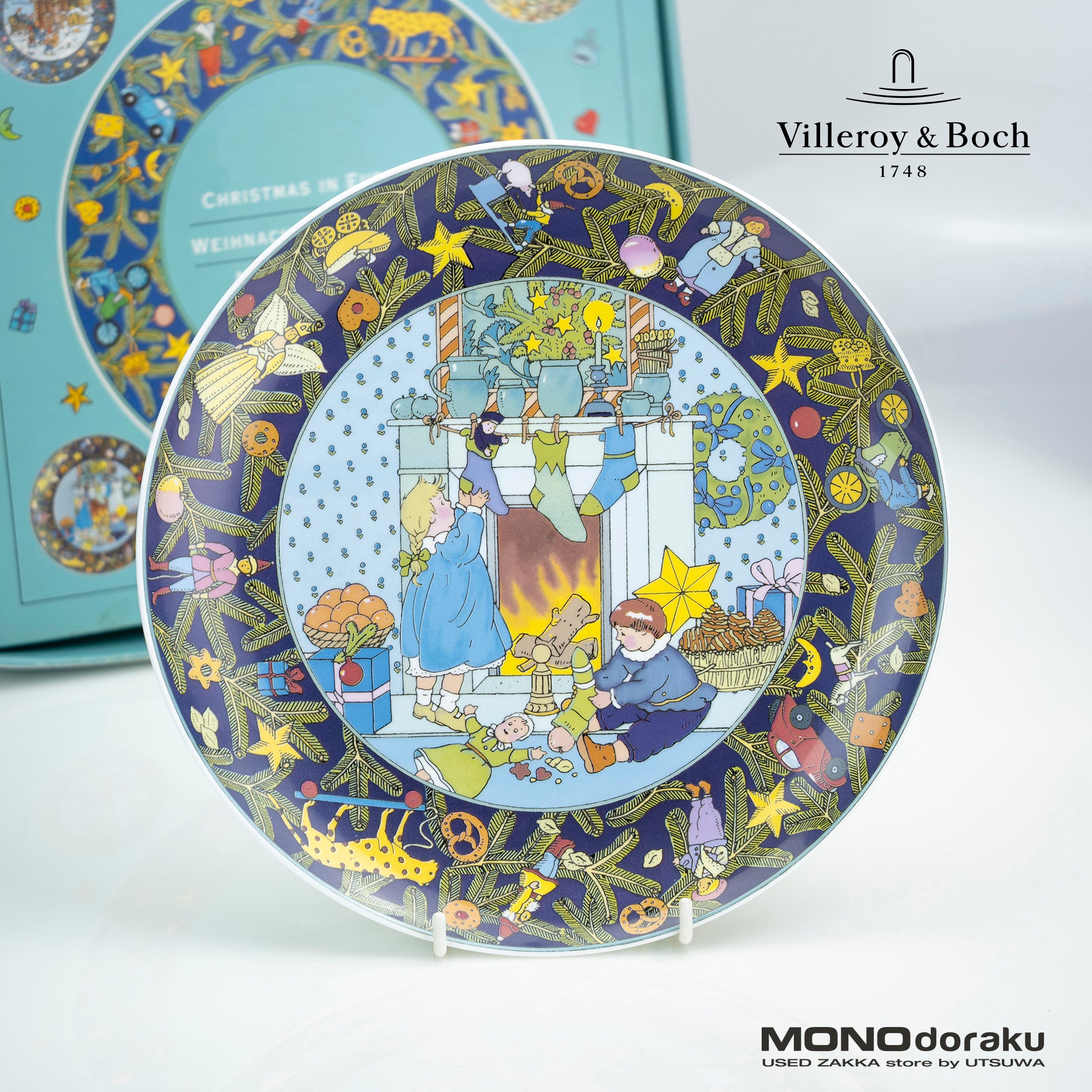 ビレロイ＆ボッホ Villeroy&Boch 壁掛け 飾り皿 「クリスマス イン ヨーロッパ イギリス」 27cm 箱付 ウォールプレート インテリア雑貨