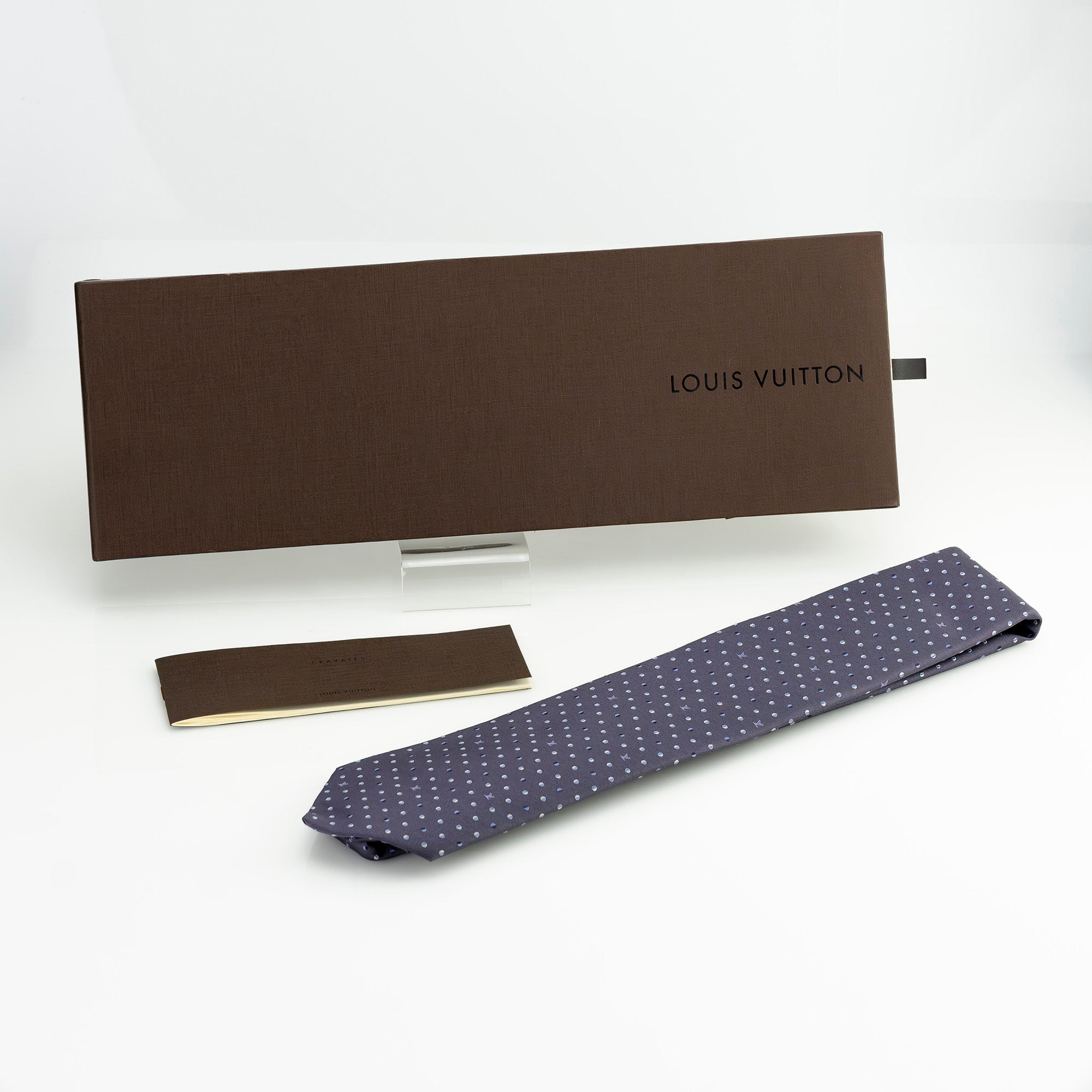 ルイヴィトン LOUIS VUITTON ネクタイ ドット柄 パープル系 モノグラム ロゴ 総柄 シルク100％【箱付】