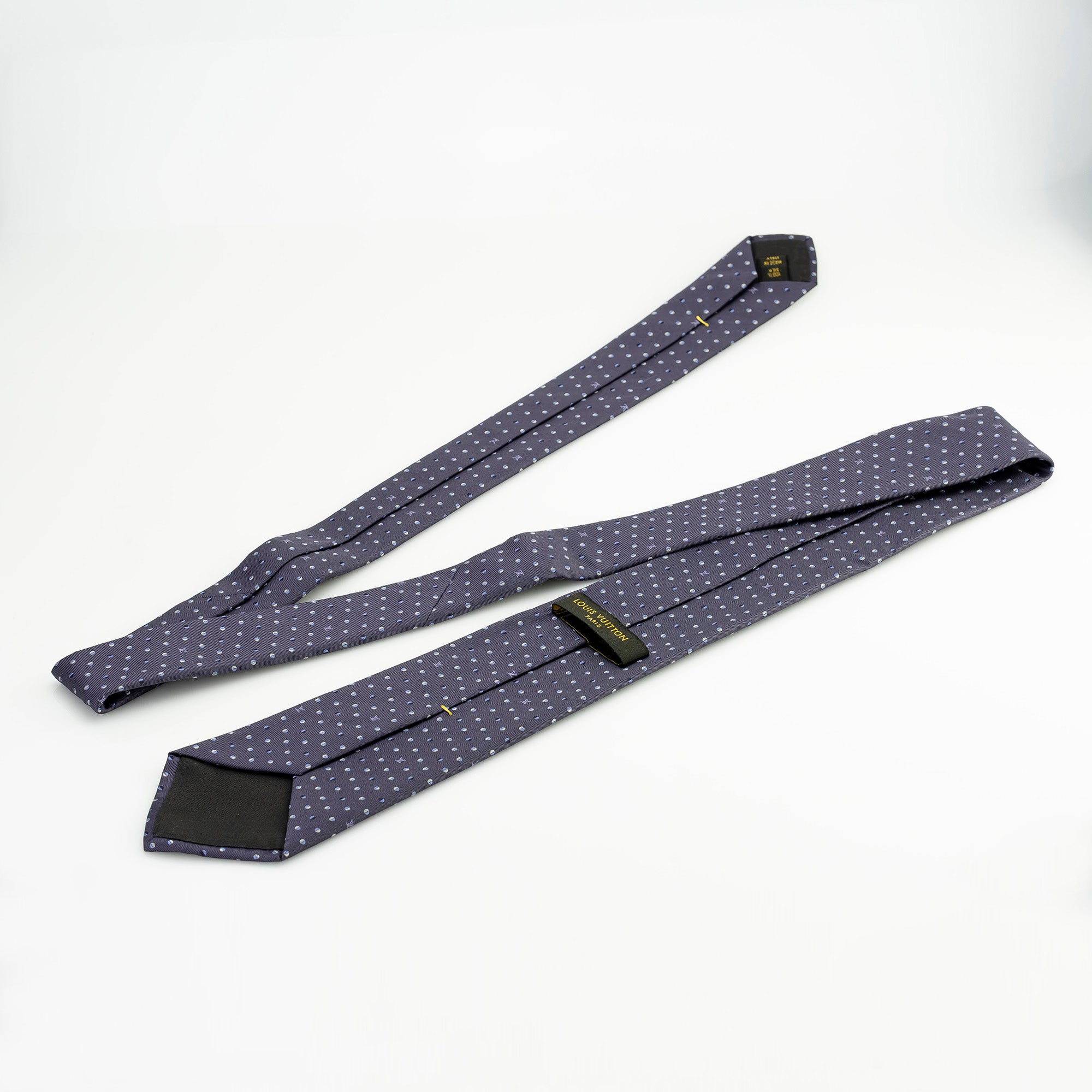 ルイヴィトン LOUIS VUITTON ネクタイ ドット柄 パープル系 モノグラム ロゴ 総柄 シルク100％【箱付】
