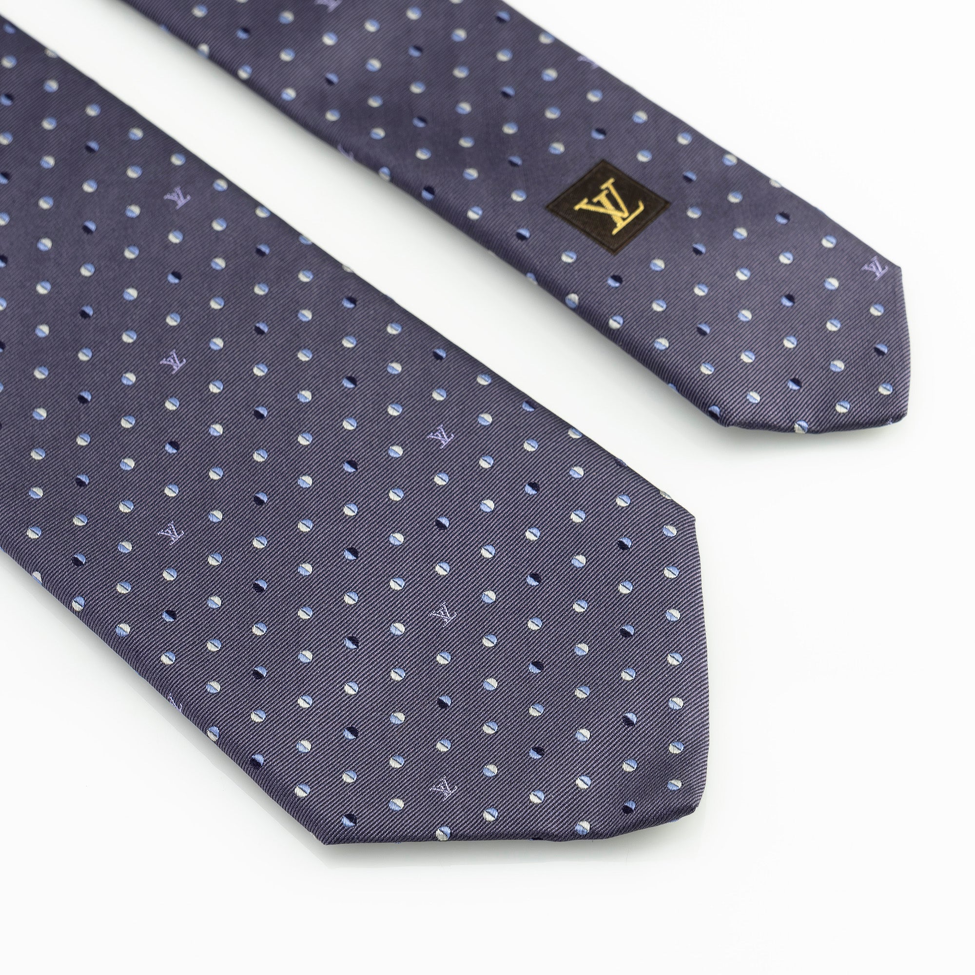 ルイヴィトン LOUIS VUITTON ネクタイ ドット柄 パープル系 モノグラム ロゴ 総柄 シルク100％【箱付】