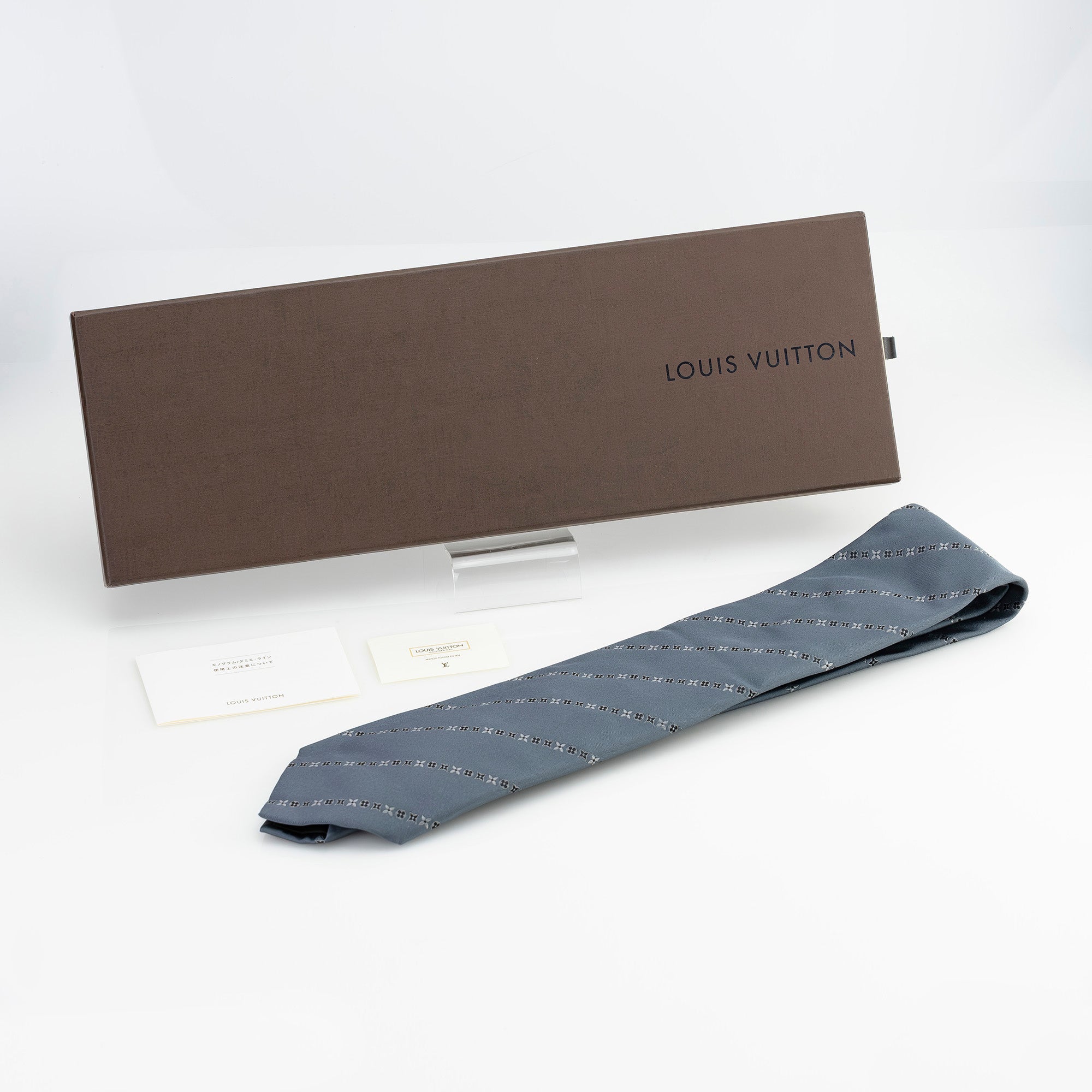 ルイヴィトン LOUIS VUITTON ネクタイ シルク100％ ブルーグレー