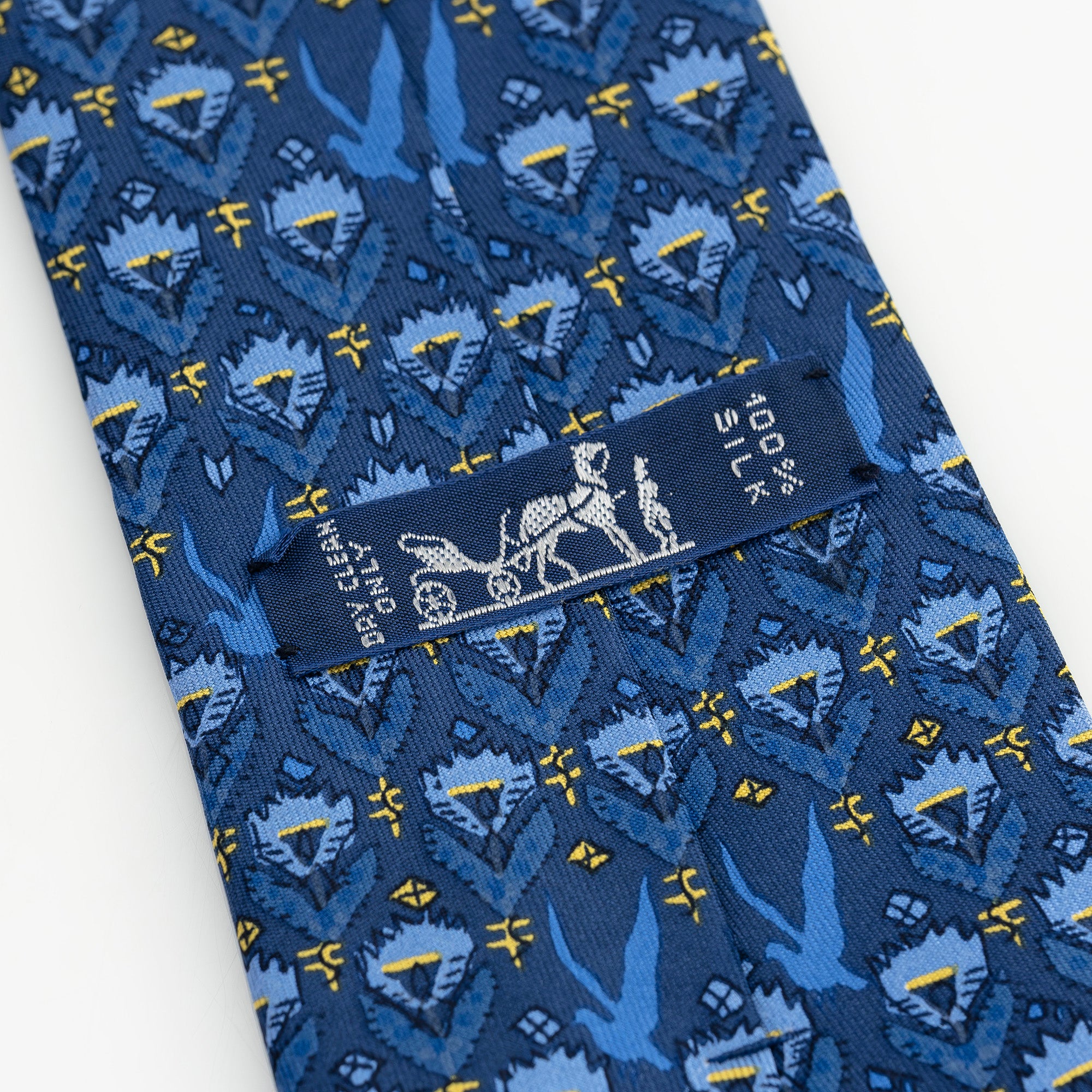 HERMES 花柄 ネクタイ 青 数量限定，定番人気 エルメス（HERMES）花模様青色ネクタイ
