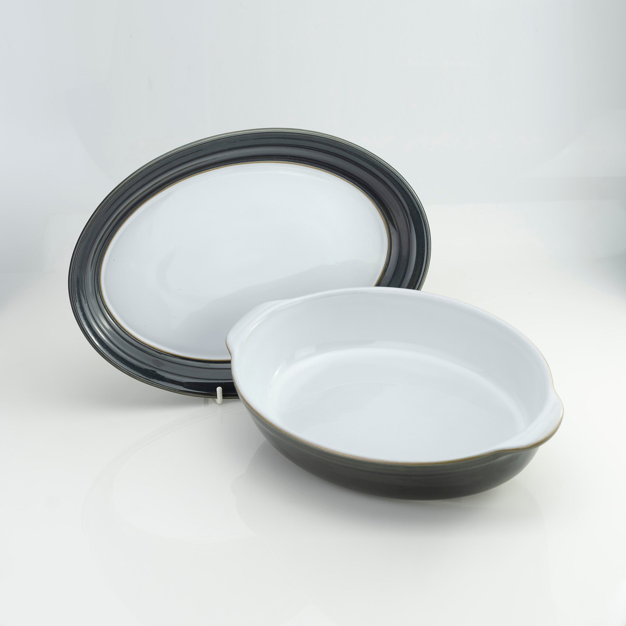 デンビー サヴィルグレー Denby Savile Grey グラタン皿＆オーバルプレート セット ヴィンテージ 英国製