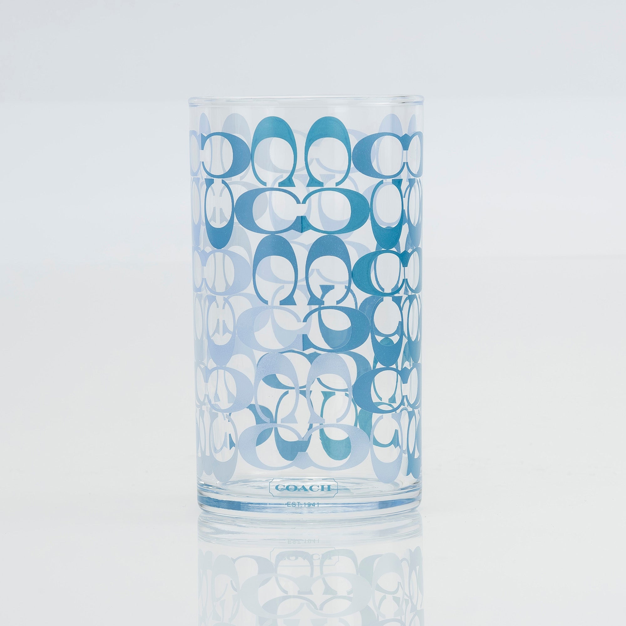 COACH Glass Set with Logo Design Tumbler, Available in 3 Colors, Novelty, Excellent Condition [Boxed]