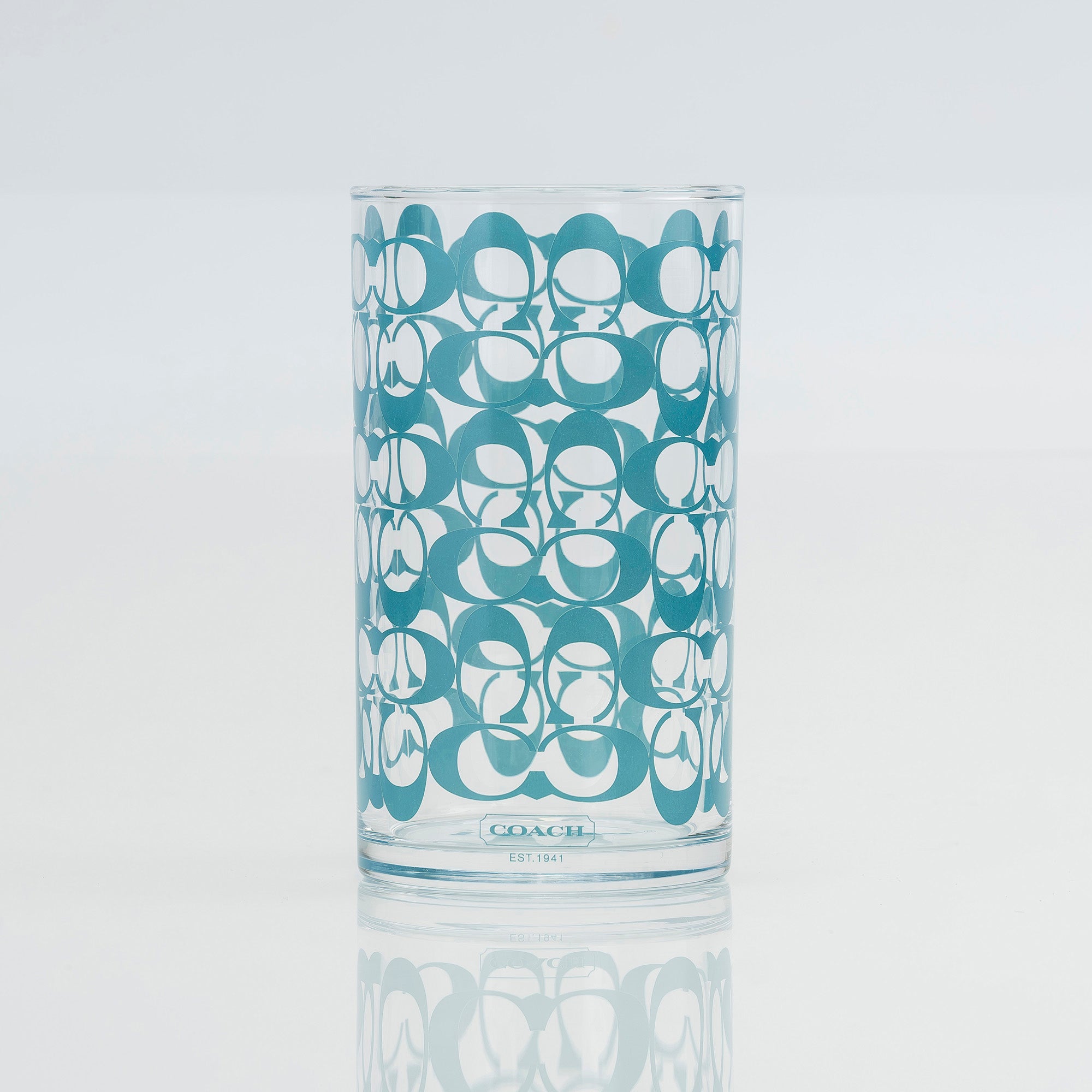 COACH Glass Set with Logo Design Tumbler, Available in 3 Colors, Novelty, Excellent Condition [Boxed]