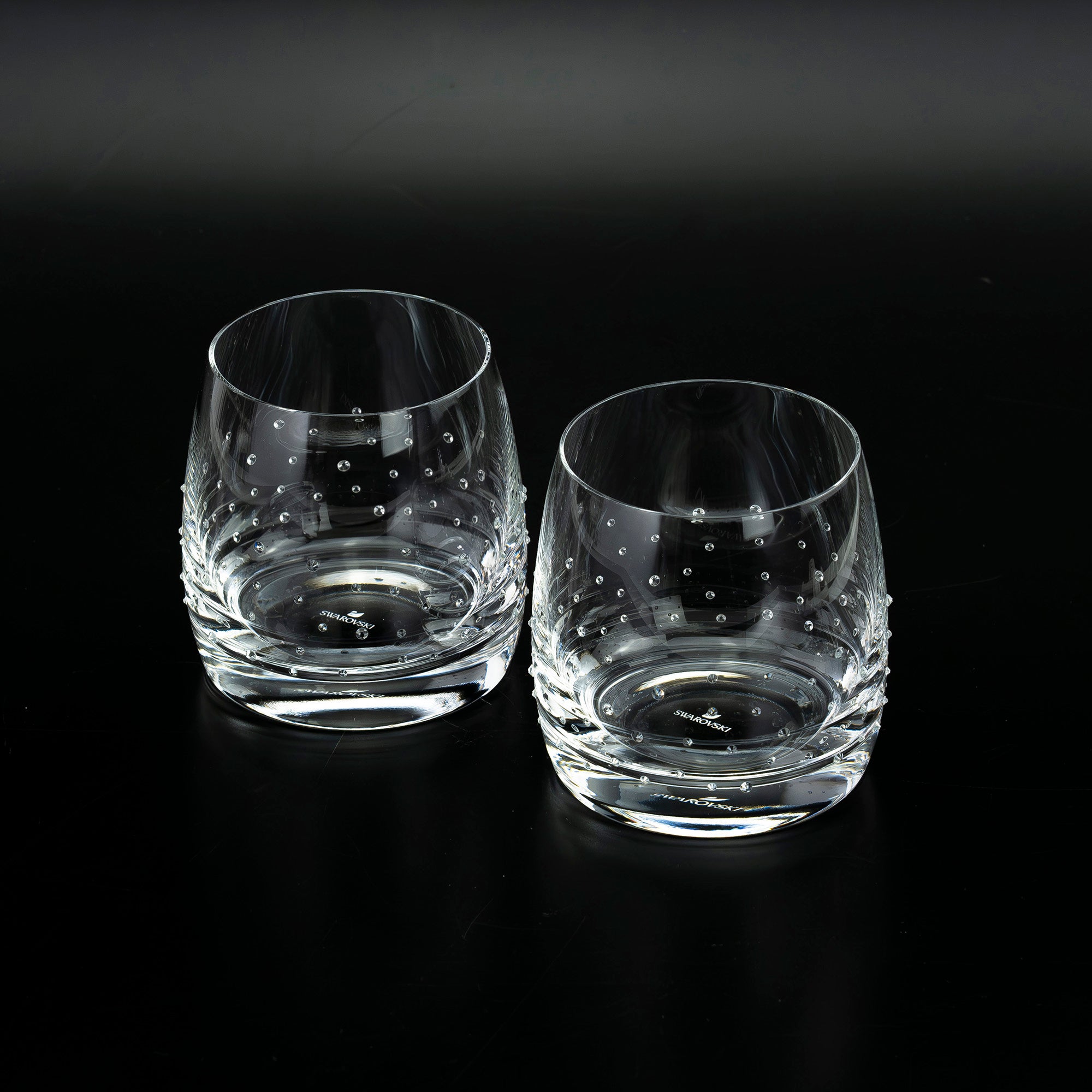 Swarovski Crystal Glass Tumbler Set of 2, Clear, Modern Design, Excellent Condition (Box Included)