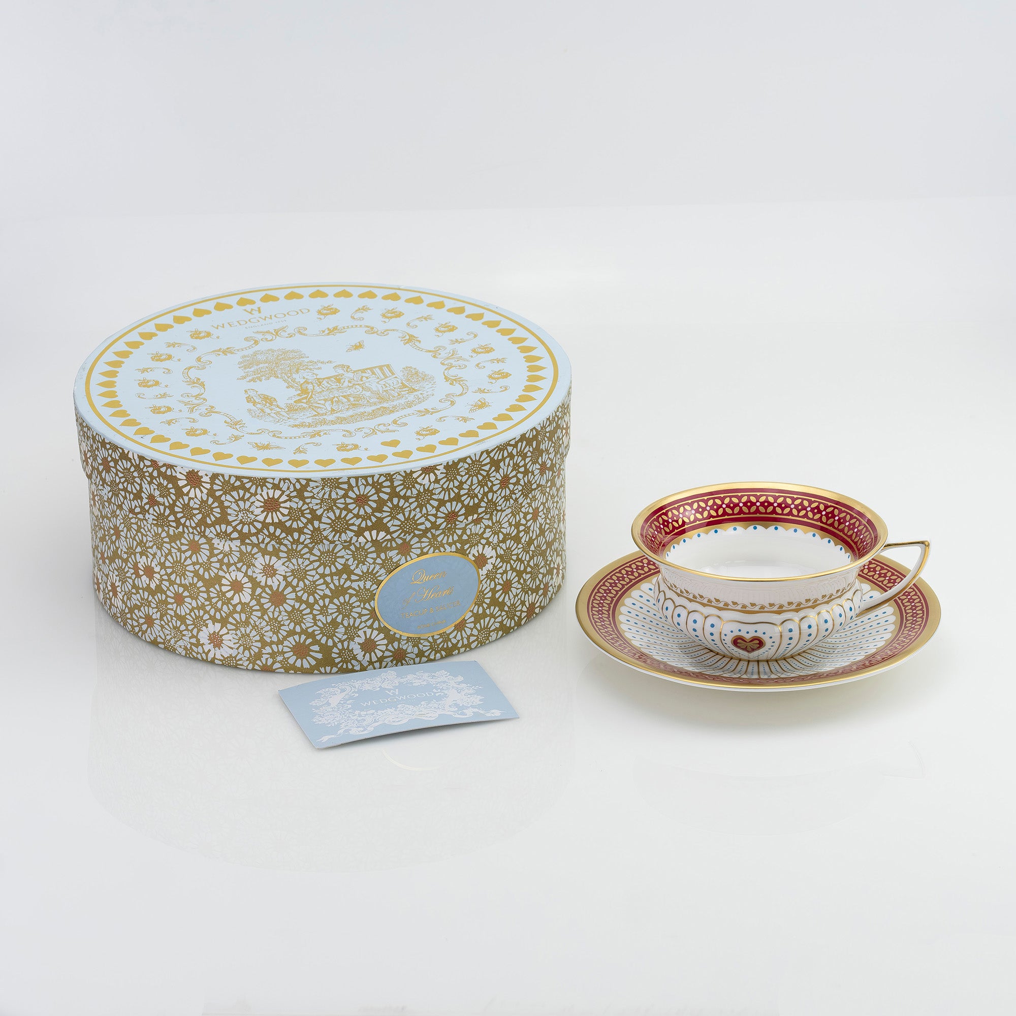 ウェッジウッド WEDGWOOD ハーレクインコレクション クイーンオブハート ティーカップ&ソーサー 廃盤品 希少【箱付】(1)