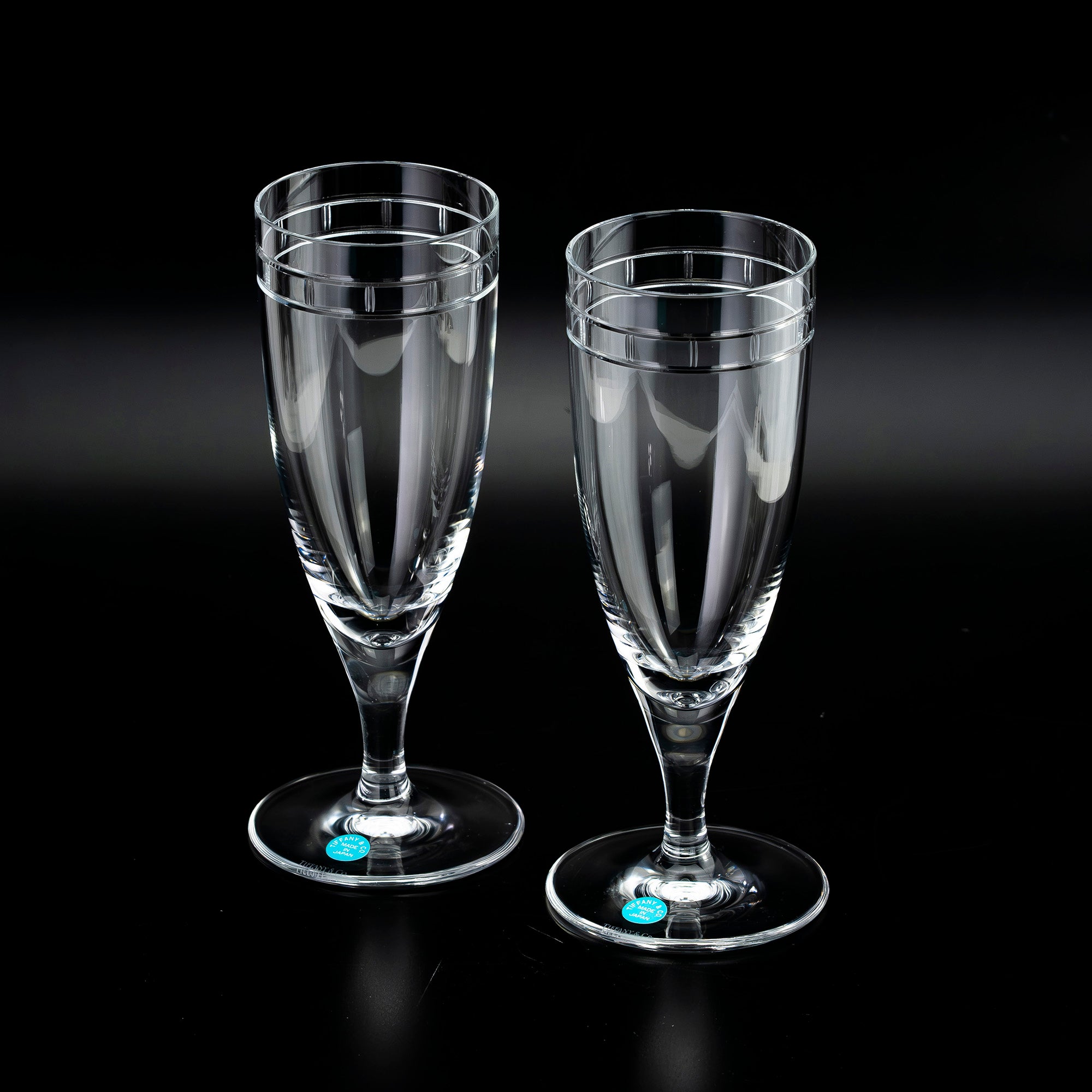 ティファニー TIFFANY＆Co. アトラス ピルスナーグラス ペア 日本製 クリスタル ローマ数字カット ガラス ビアグラス 【箱付】(1)