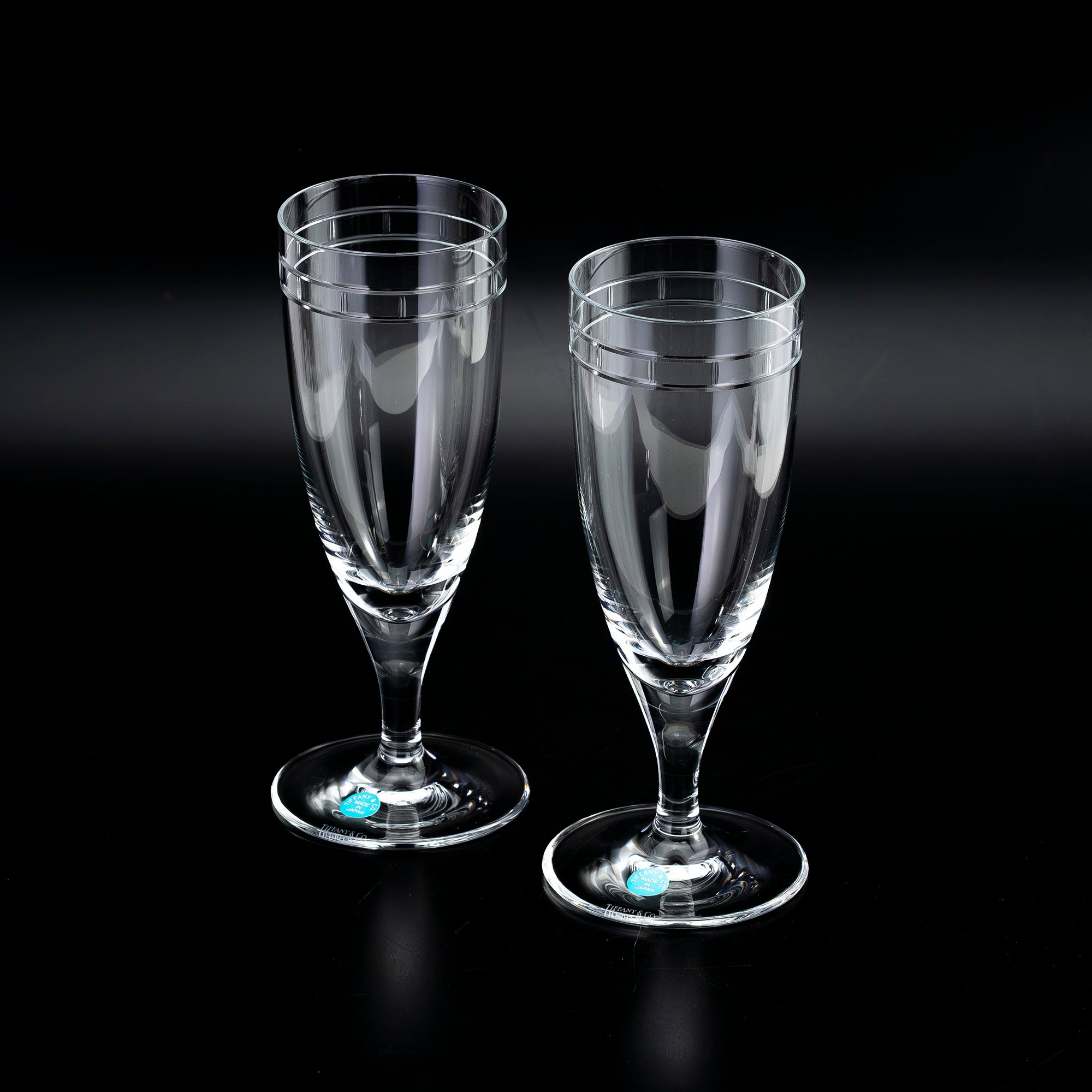 ティファニー TIFFANY＆Co. アトラス ピルスナーグラス ペア 日本製 クリスタル ローマ数字カット ガラス ビアグラス 【箱付】(2)