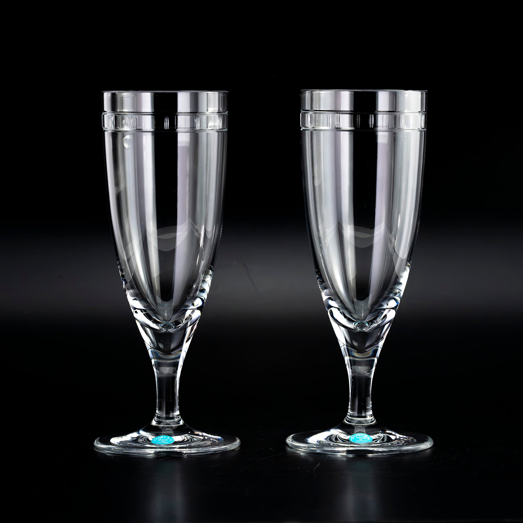 ティファニー TIFFANY＆Co. アトラス ピルスナーグラス ペア 日本製 クリスタル ローマ数字カット ガラス ビアグラス 【箱付】(2)