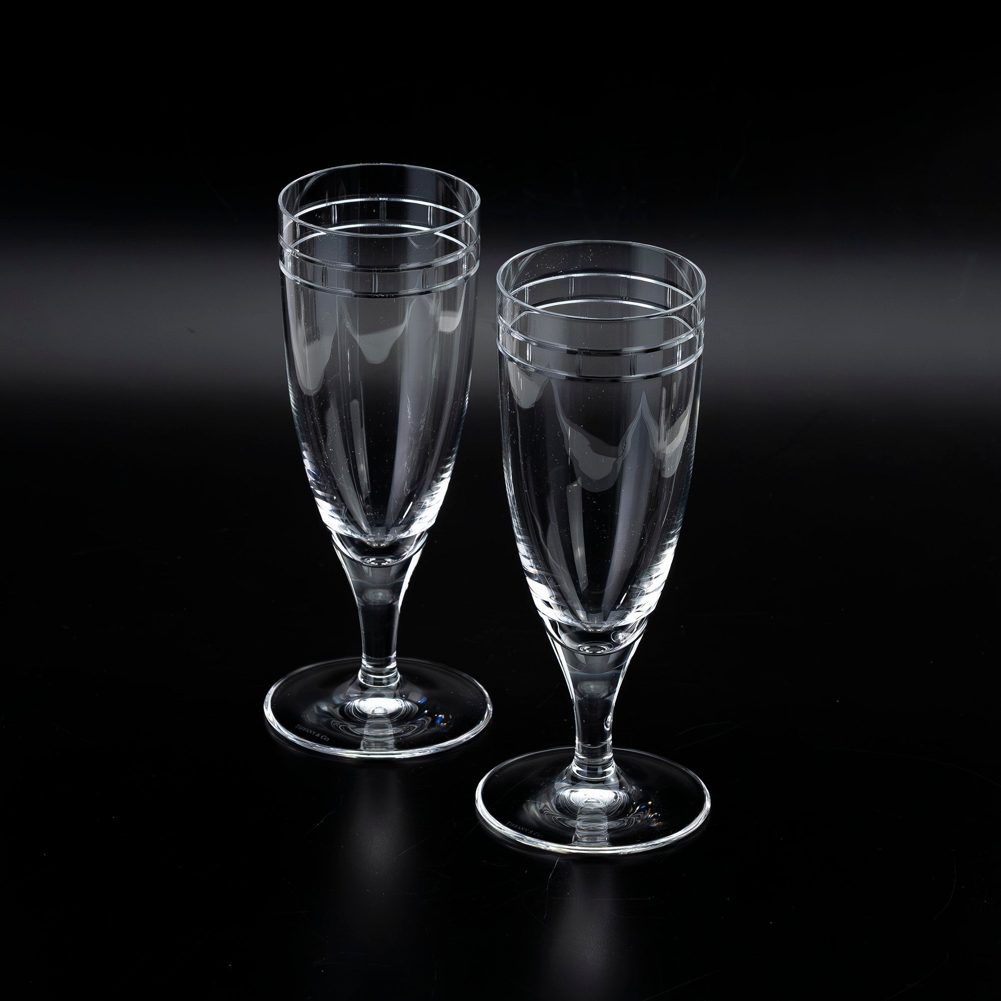 ティファニー TIFFANY＆Co. アトラス ピルスナーグラス ペア 日本製 クリスタル ローマ数字カット ガラス ビアグラス 【箱付】(4)