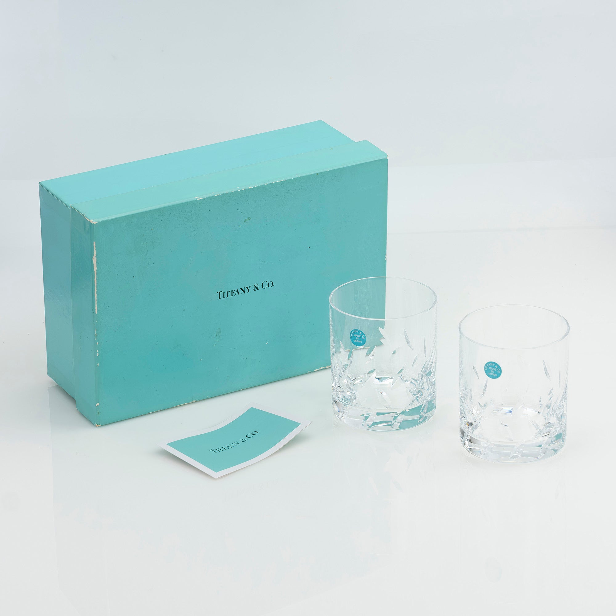 ティファニー TIFFANY＆Co.  ロックグラス ペア 日本製 クリスタル カットグラス タンブラー【箱付】