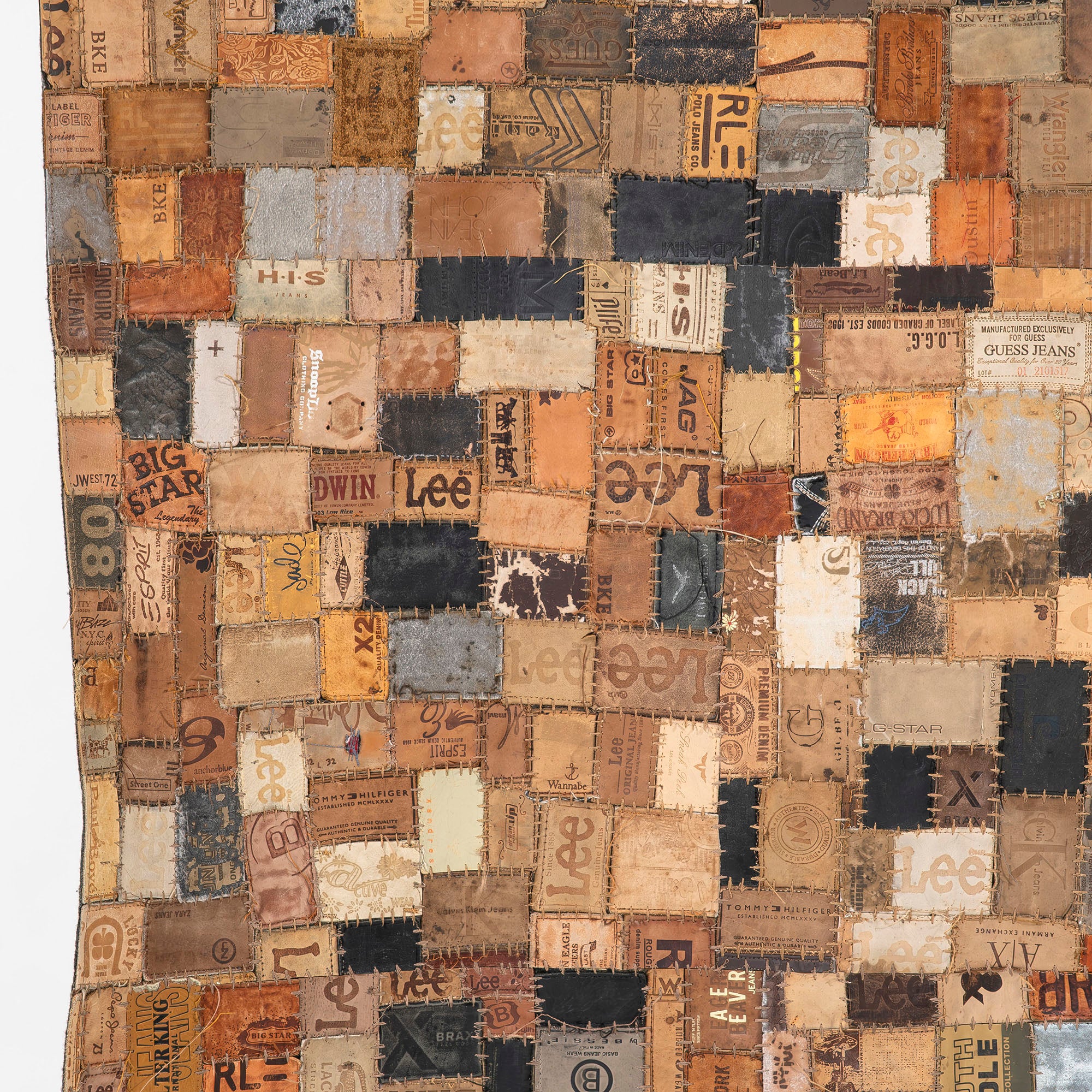 ラグ アスプルンド ASPLUND SHARDA レザーパッチワークラグ  デニム革パッチ カーペット アップサイクル リメイク インダストリアル