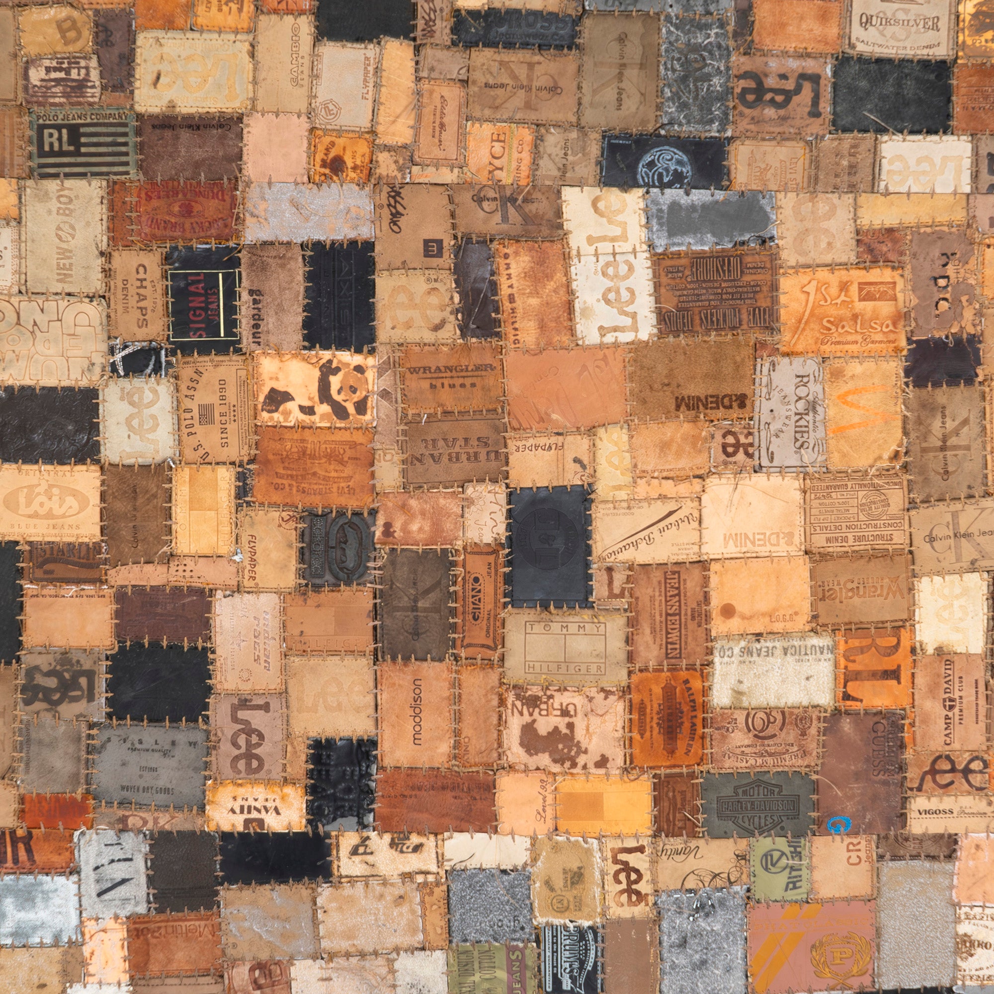 ラグ アスプルンド ASPLUND SHARDA レザーパッチワークラグ  デニム革パッチ カーペット アップサイクル リメイク インダストリアル