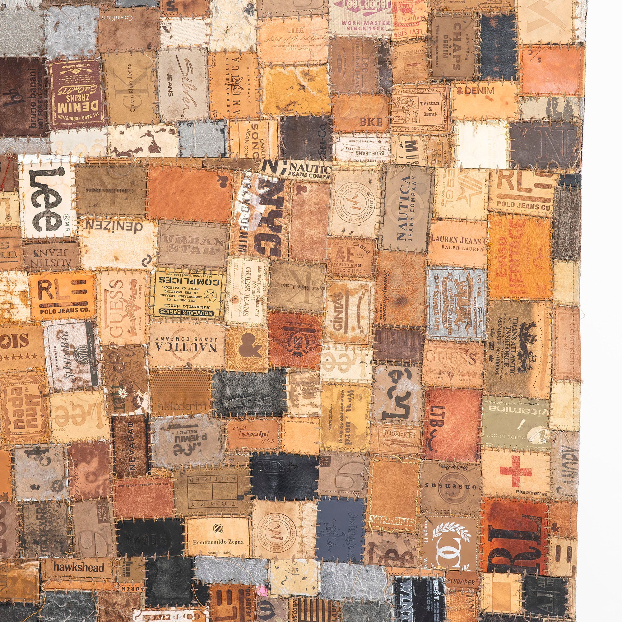 ラグ アスプルンド ASPLUND SHARDA レザーパッチワークラグ  デニム革パッチ カーペット アップサイクル リメイク インダストリアル